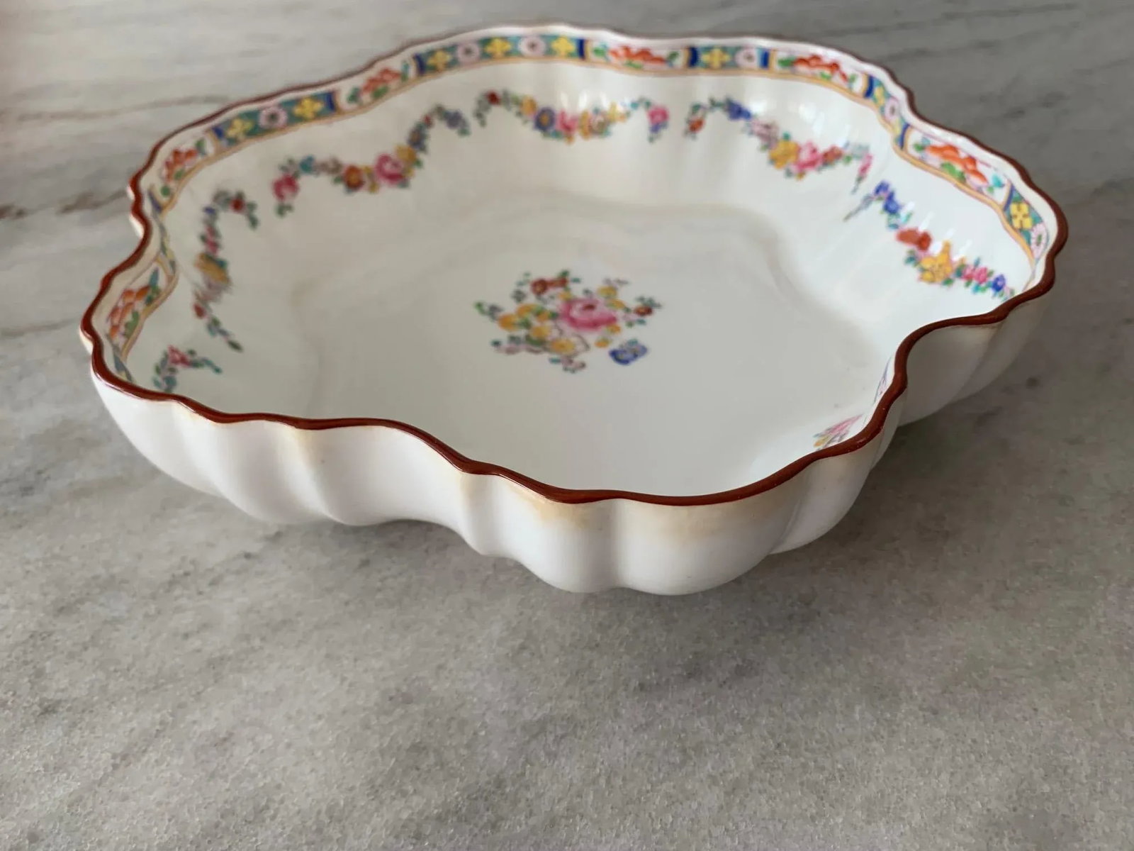 Antique Mintons England Scalloped Dish - 12
