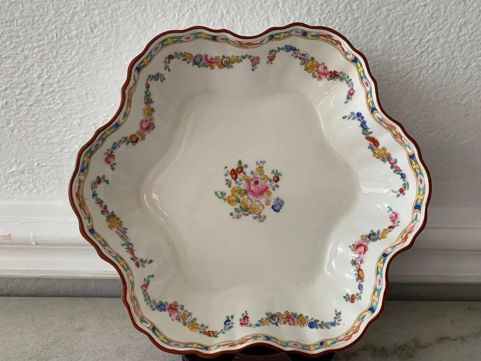 Antique Mintons England Scalloped Dish - 13