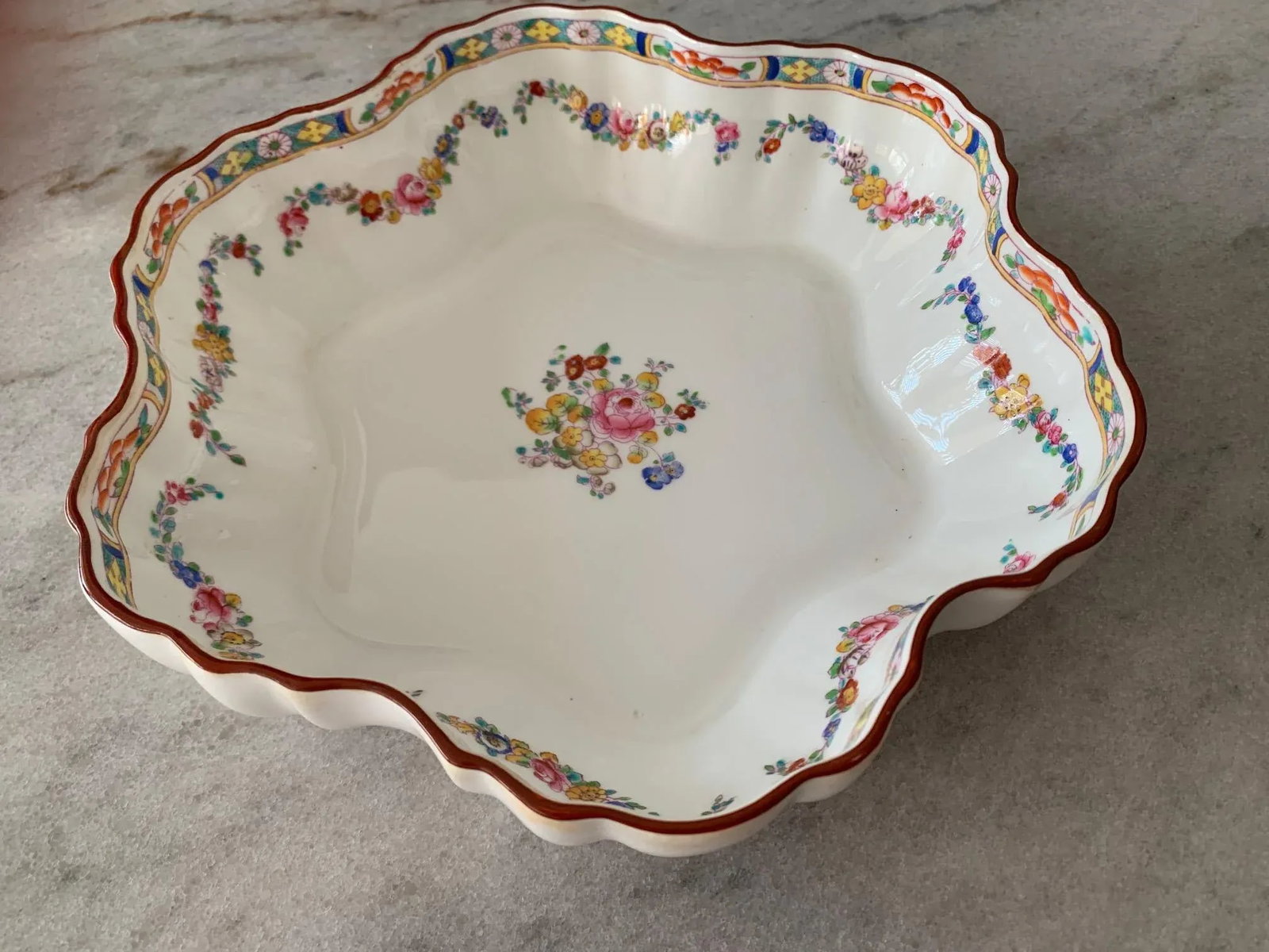 Antique Mintons England Scalloped Dish - 2