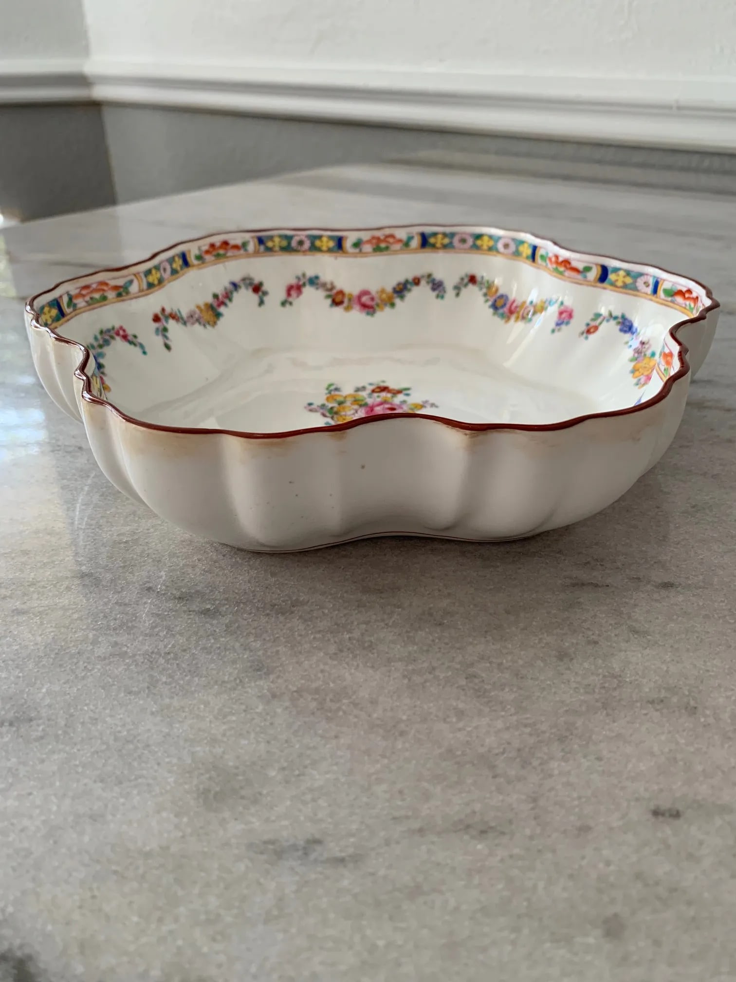Antique Mintons England Scalloped Dish - 3