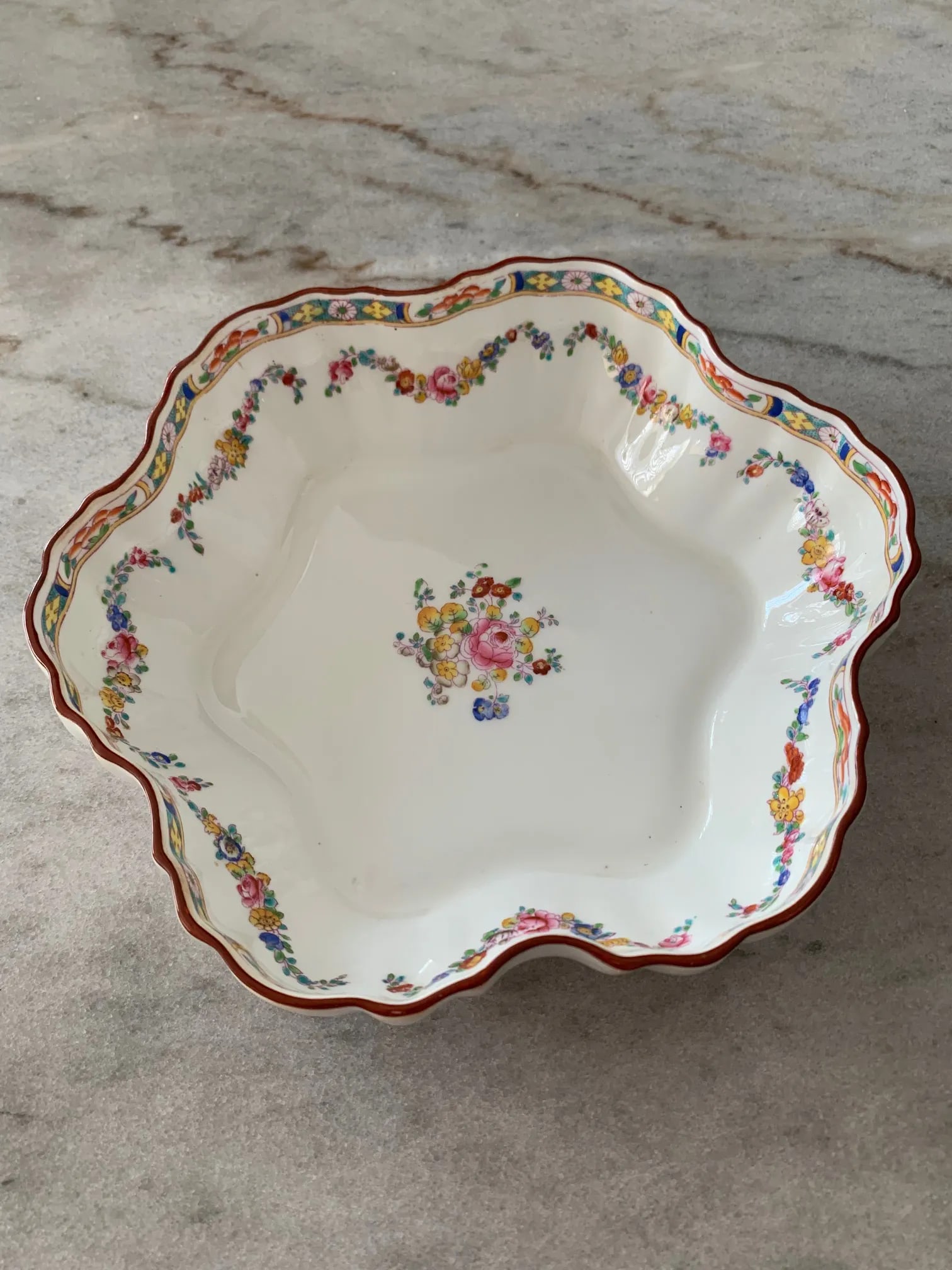 Antique Mintons England Scalloped Dish - 4