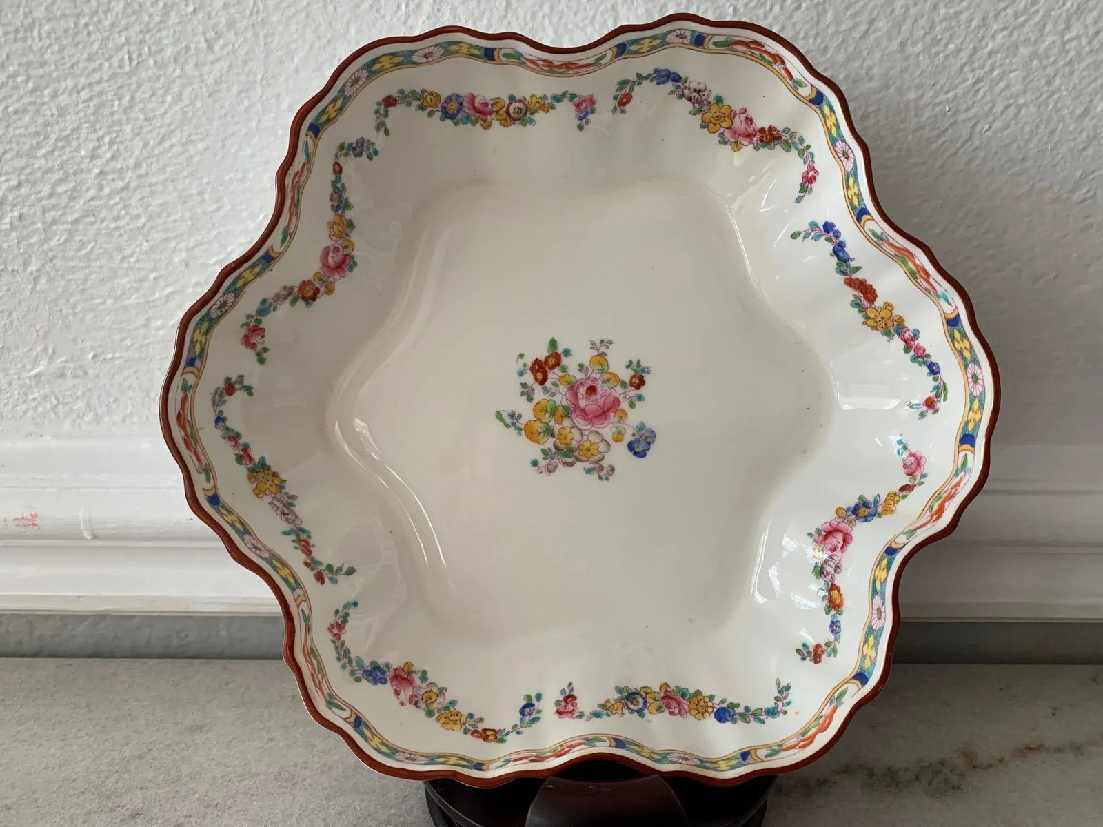 Antique Mintons England Scalloped Dish - 7
