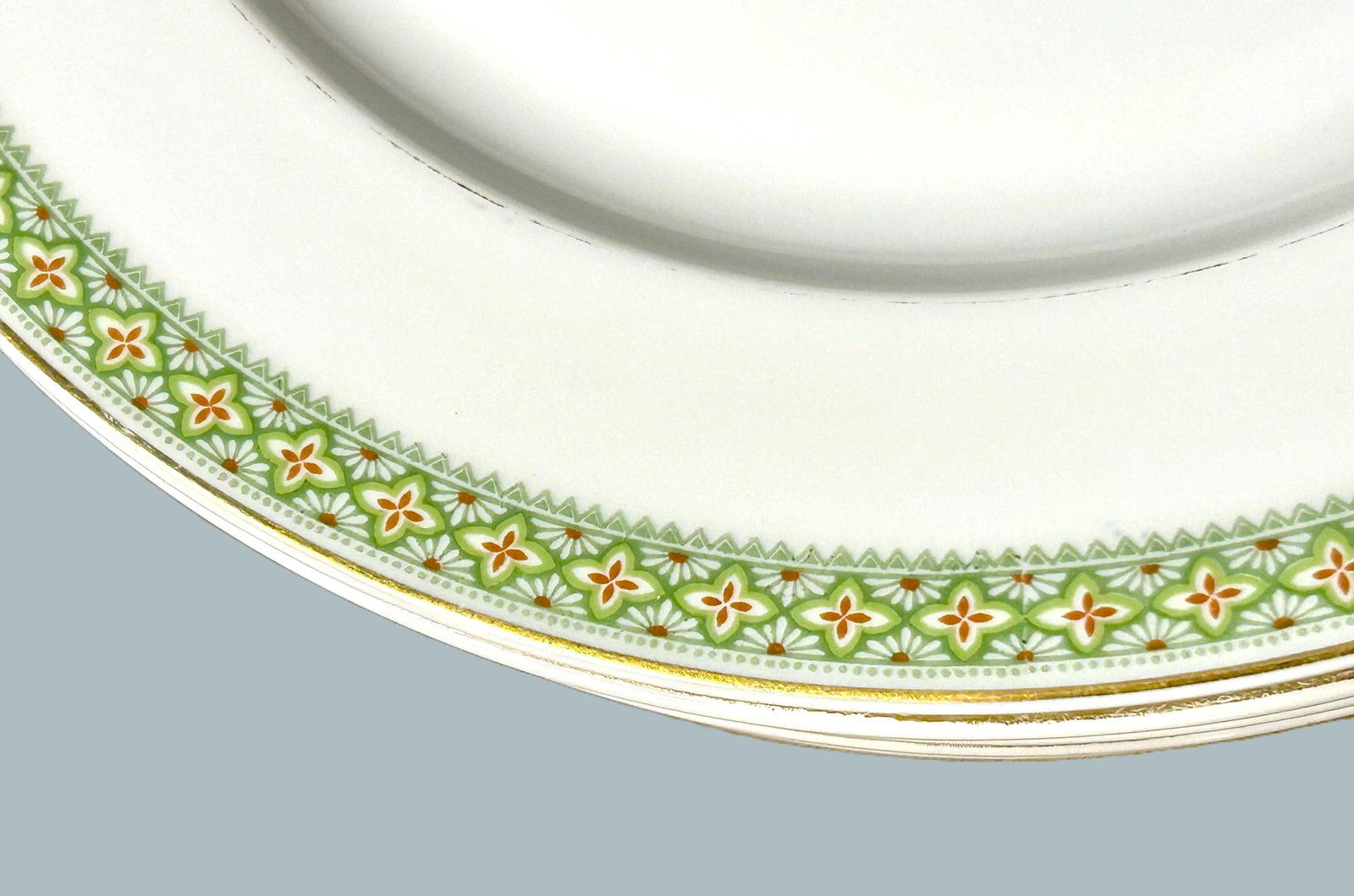 Antique French Limoges, T&v, Green & Gold Dinner Plates - Set of 6 - 6