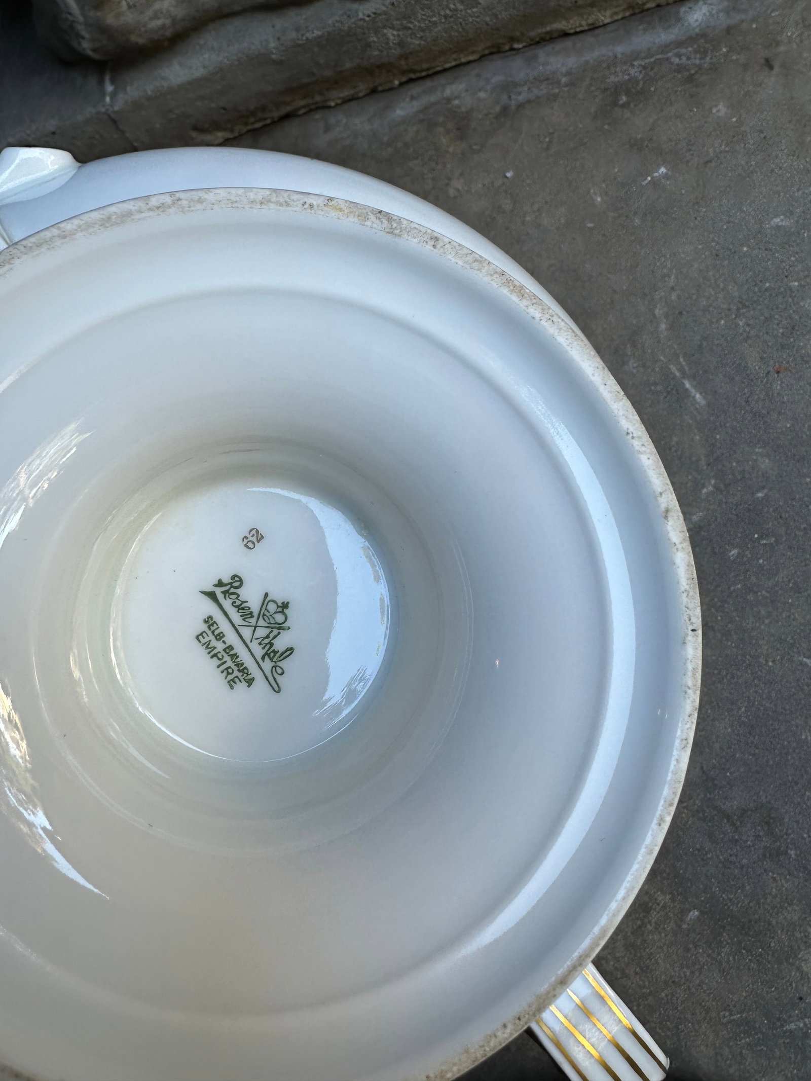 Antique Rosenthal Selb-Bavaria "Empire" Pedestal Bowl With Ram Mask Handles & Pink Rose Garland - 4