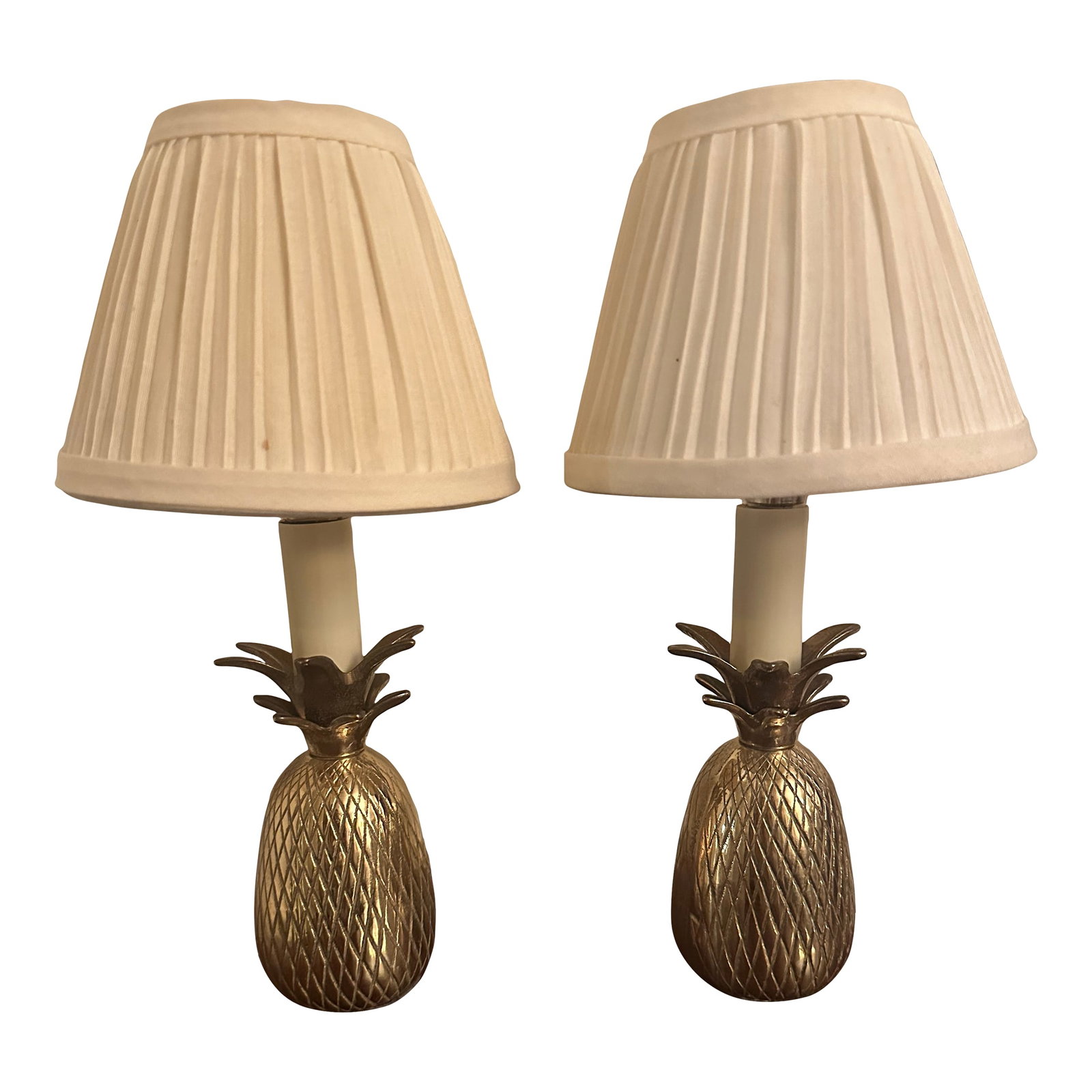 Matching Pair of Vintage Petite Brass Pineapple Lamps (1 of 9)