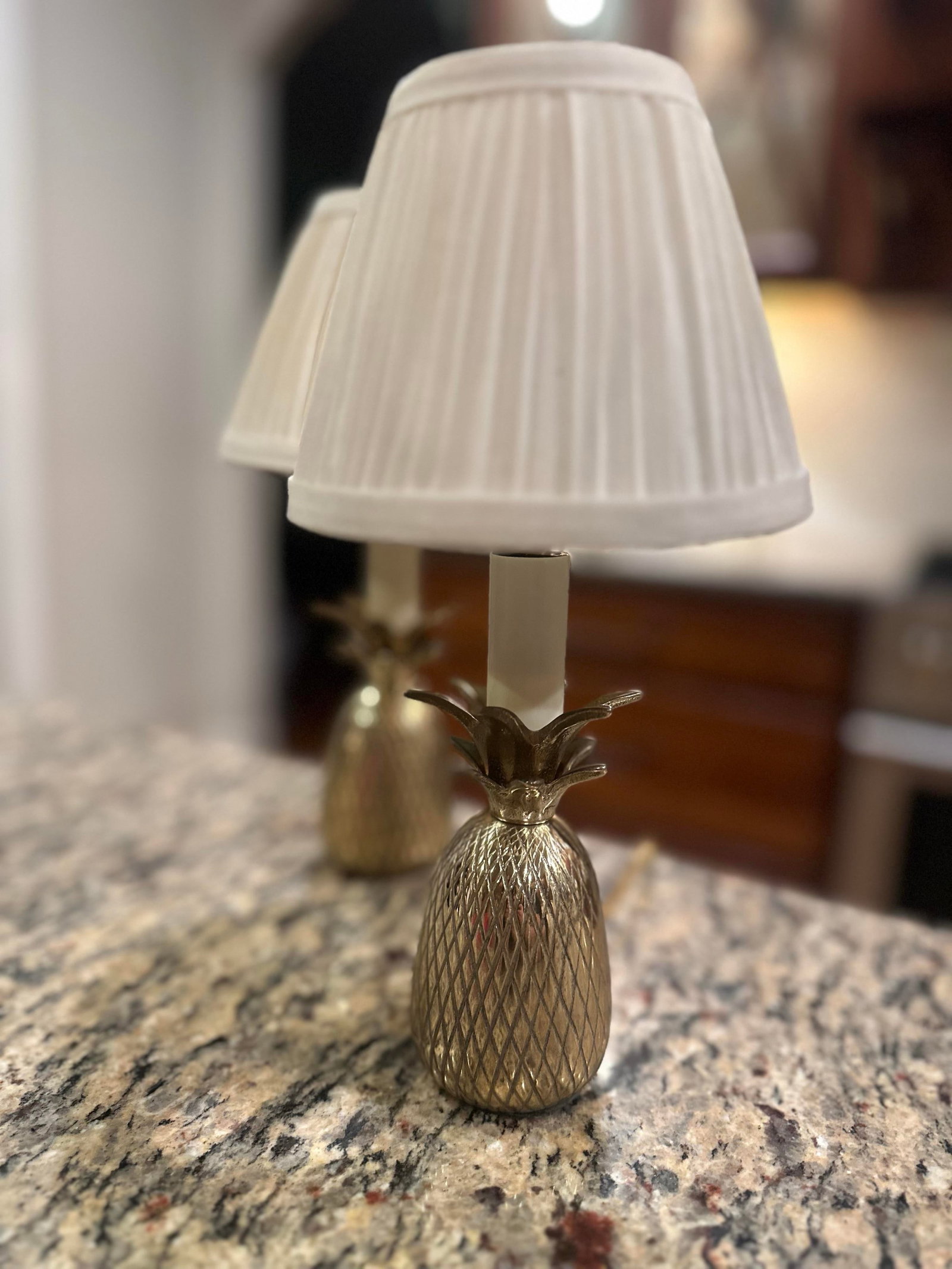 Matching Pair of Vintage Petite Brass Pineapple Lamps - 2