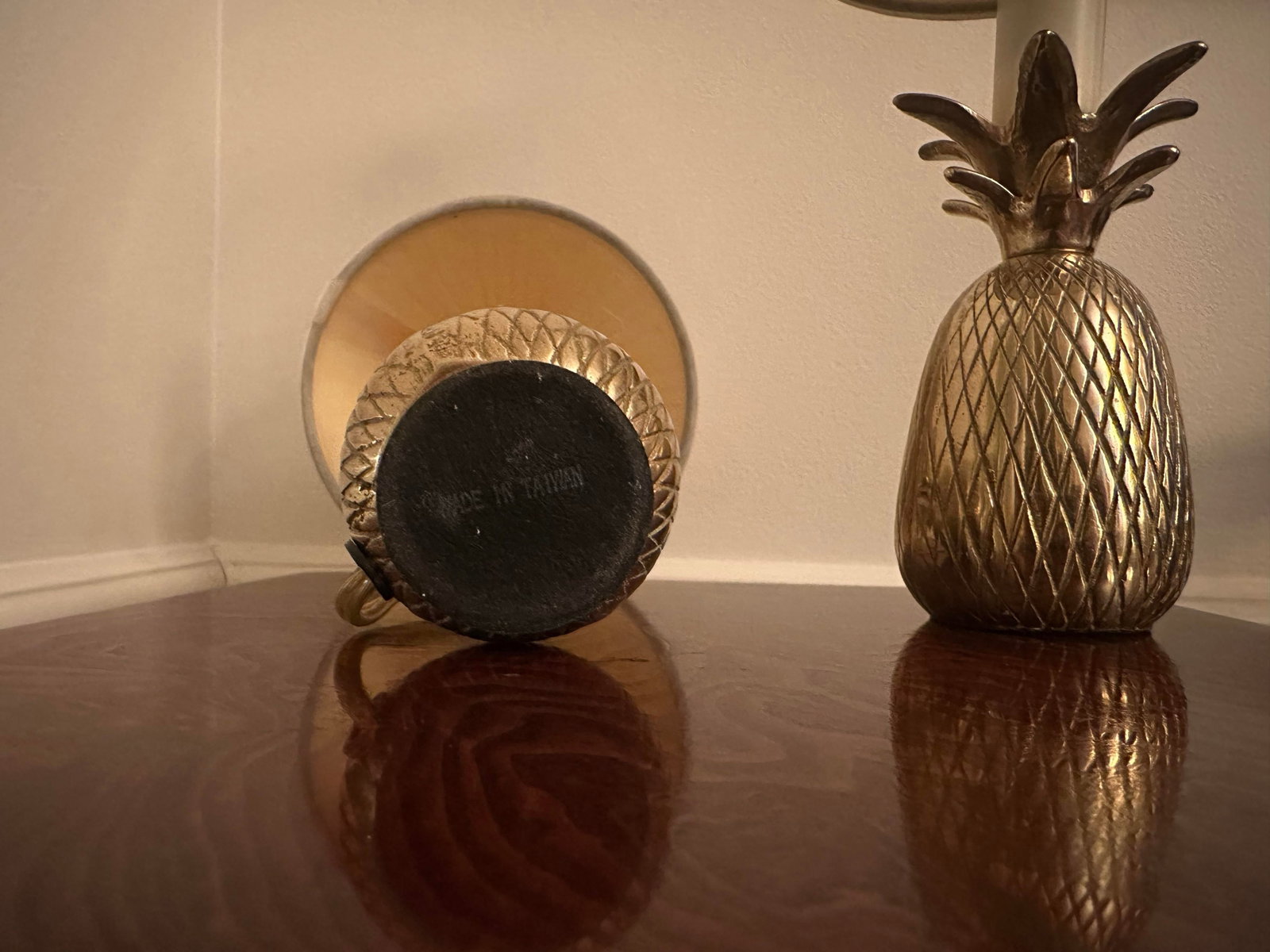 Matching Pair of Vintage Petite Brass Pineapple Lamps - 9