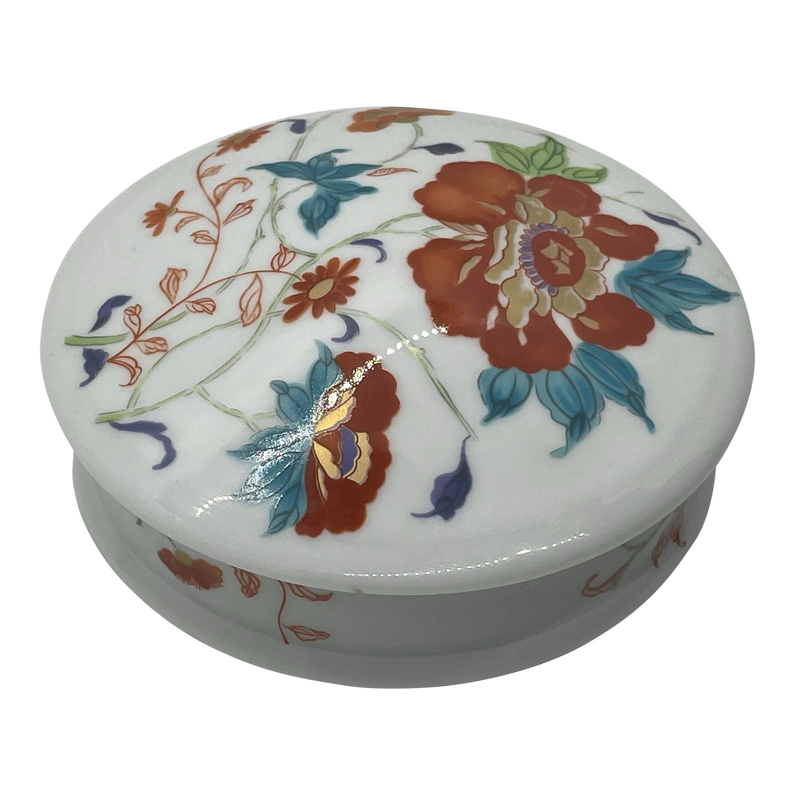 1980s A. Raynaud & Cie Limoges Porcelain Hokusai Celadon 4" Lidded Jewelry Trinket Box (1 of 10)