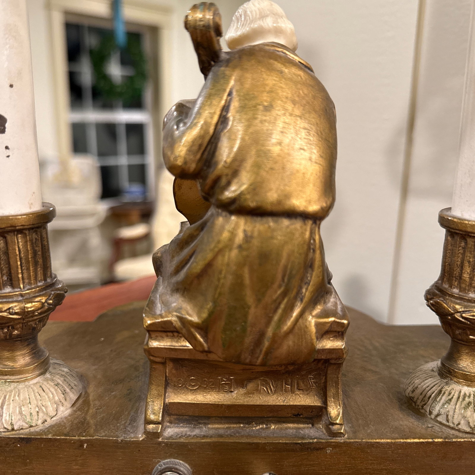 1930's Rare Elegant Gilded Twin Candlestick Lamp - 8