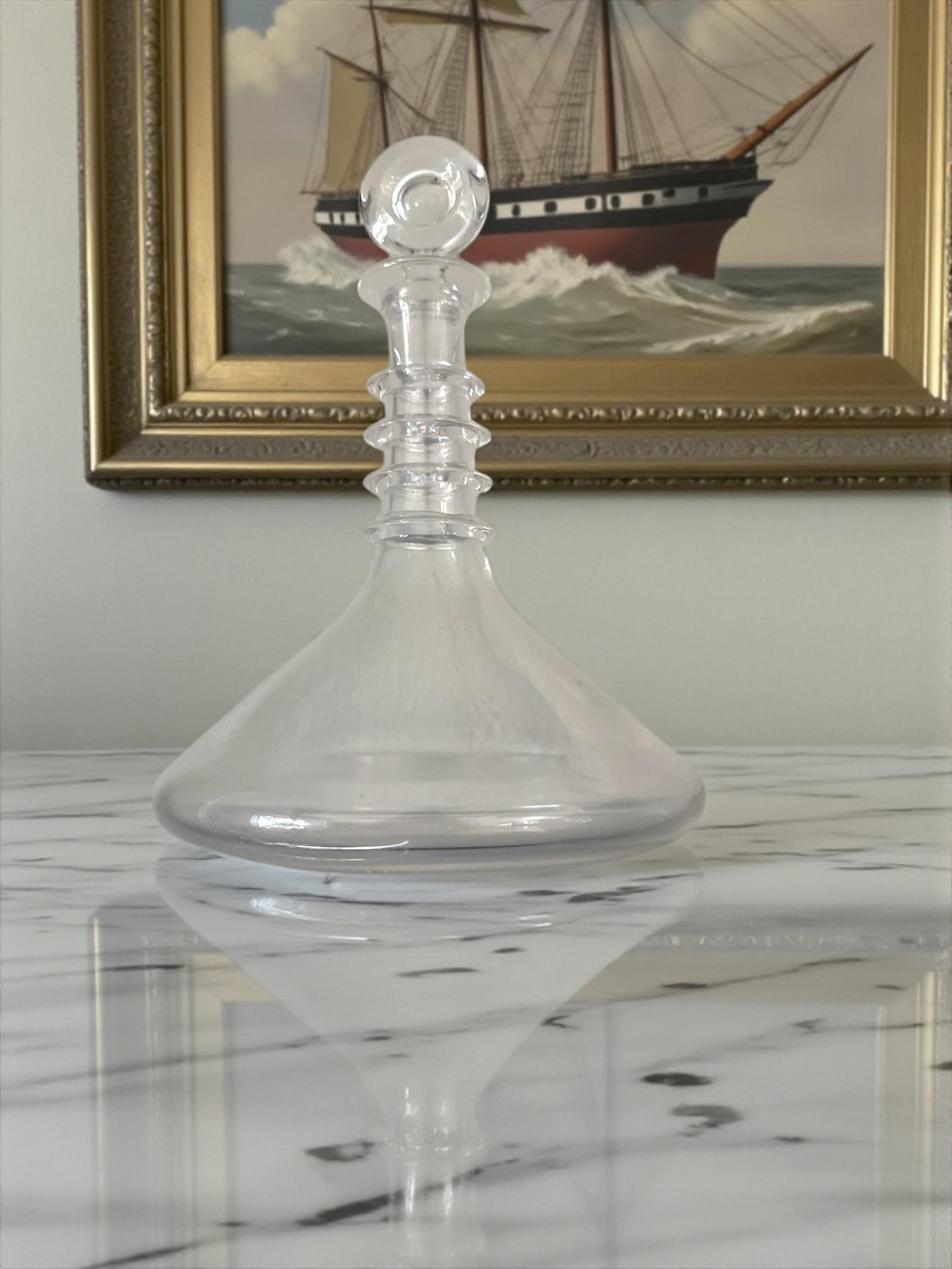 1950s Mid-Century Modern Steuben Crystal Ship's Decanter - 10.5" Tall - 2