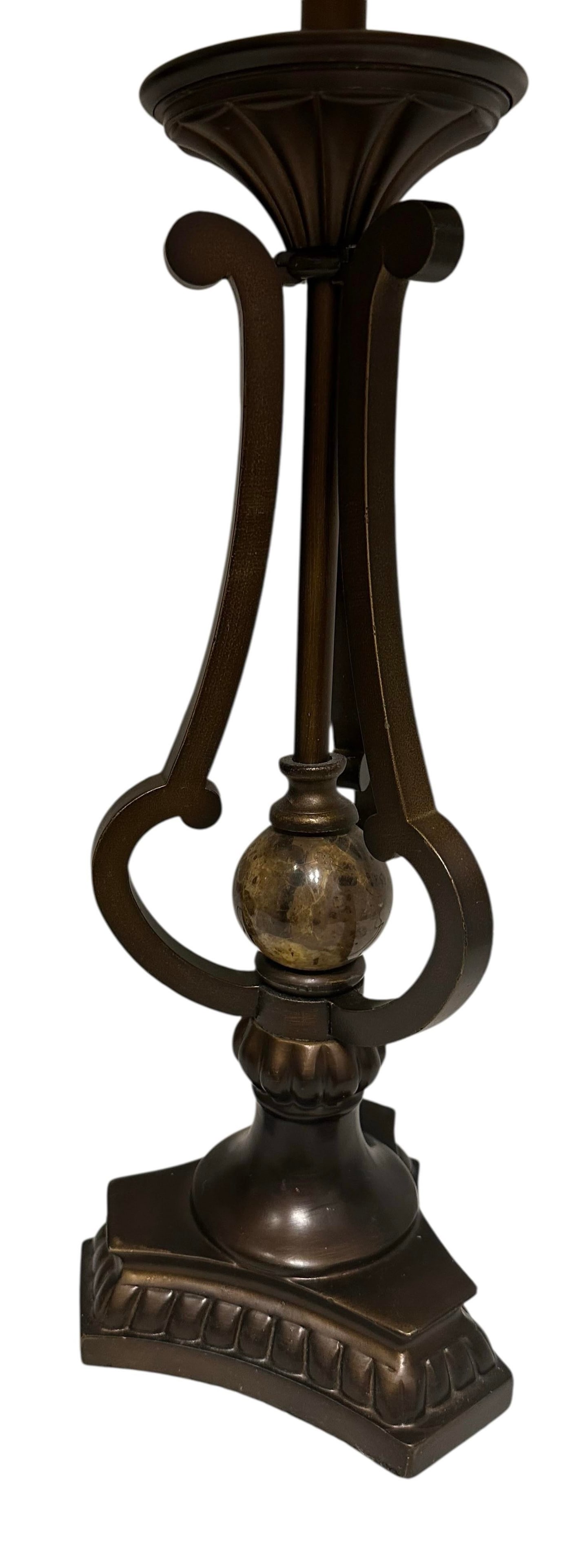 A Pair of Vintage Marble and Bronze Table Lamps - 7