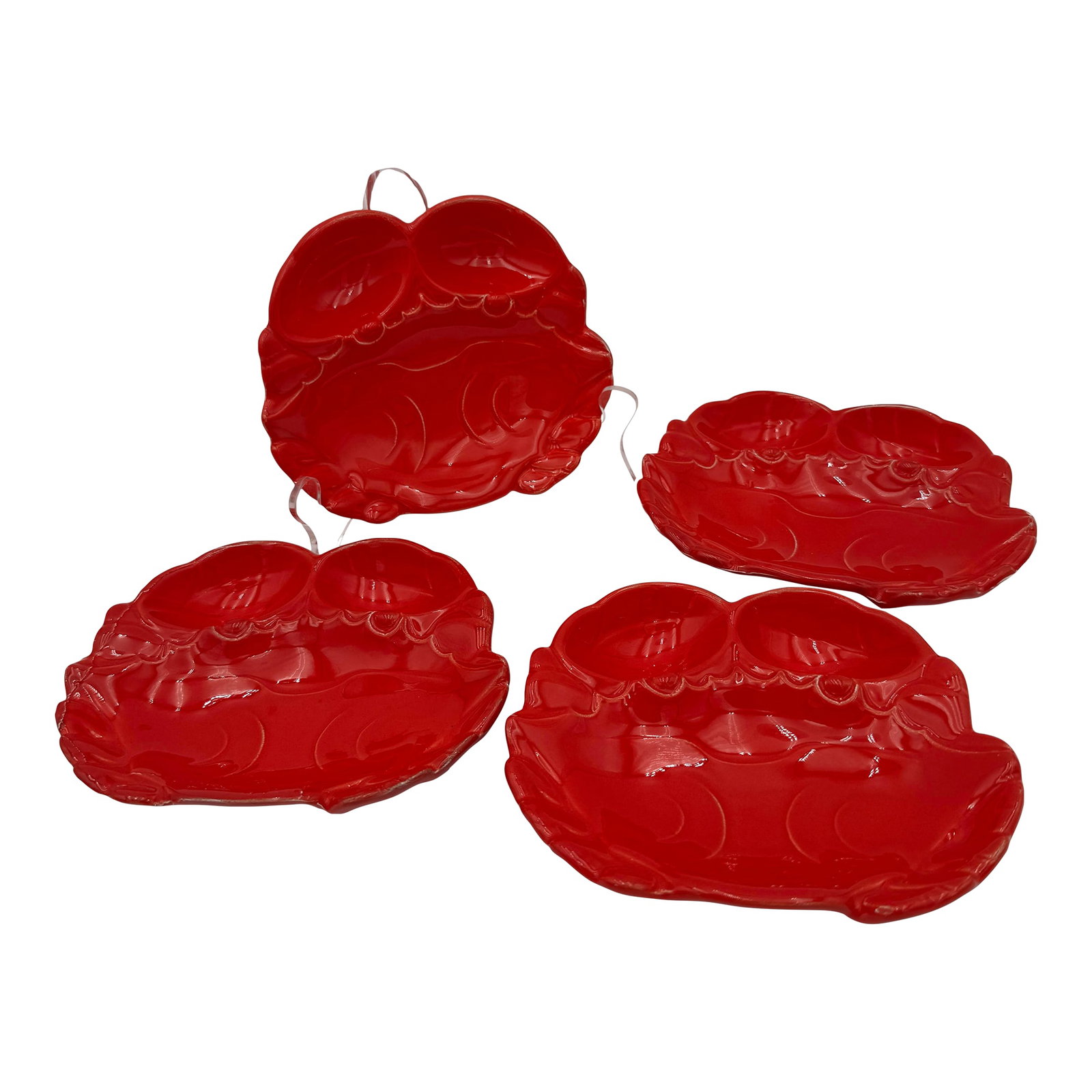 1950s Mid Century Modern Crab Plates "Japan" Ceramic Dish Candy Nut Dip - Set of 4 (1 of 8)