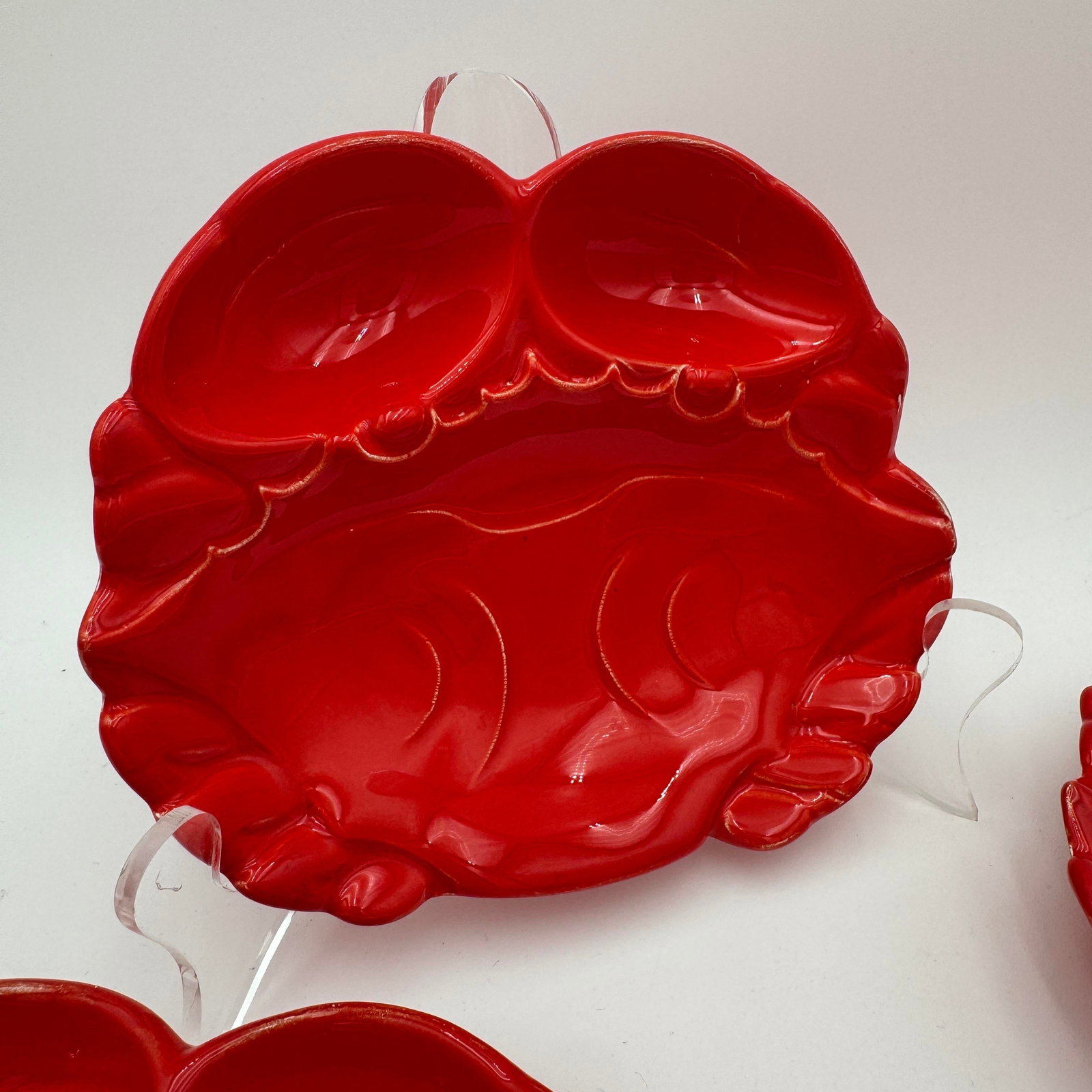 1950s Mid Century Modern Crab Plates "Japan" Ceramic Dish Candy Nut Dip - Set of 4 - 2