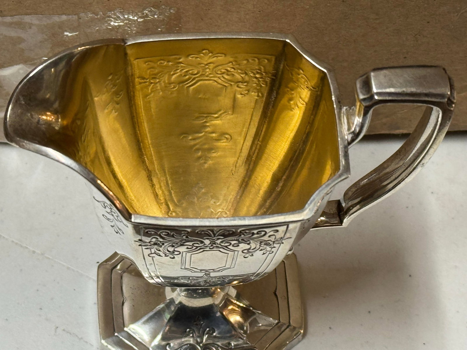 Antique Sterling Silver Creamer Jug With Ornate Handle - 6