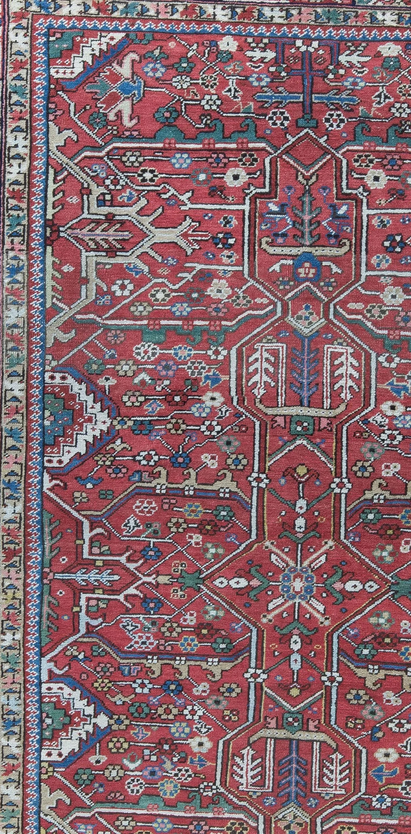 Heriz Carpet 10.11x7.5 Oriental Rug, Nw Persia 1920s Rug - 5