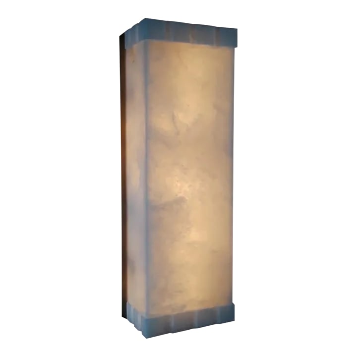Alabaster Ridged Sconce in Brass Finish: Alabaster sconce with ridged detail on top and bottom Condition: Imperfections: No Imperfections Condition Notes: New Origin: United States Materials & Techniques: Alabaster, Brass Finish