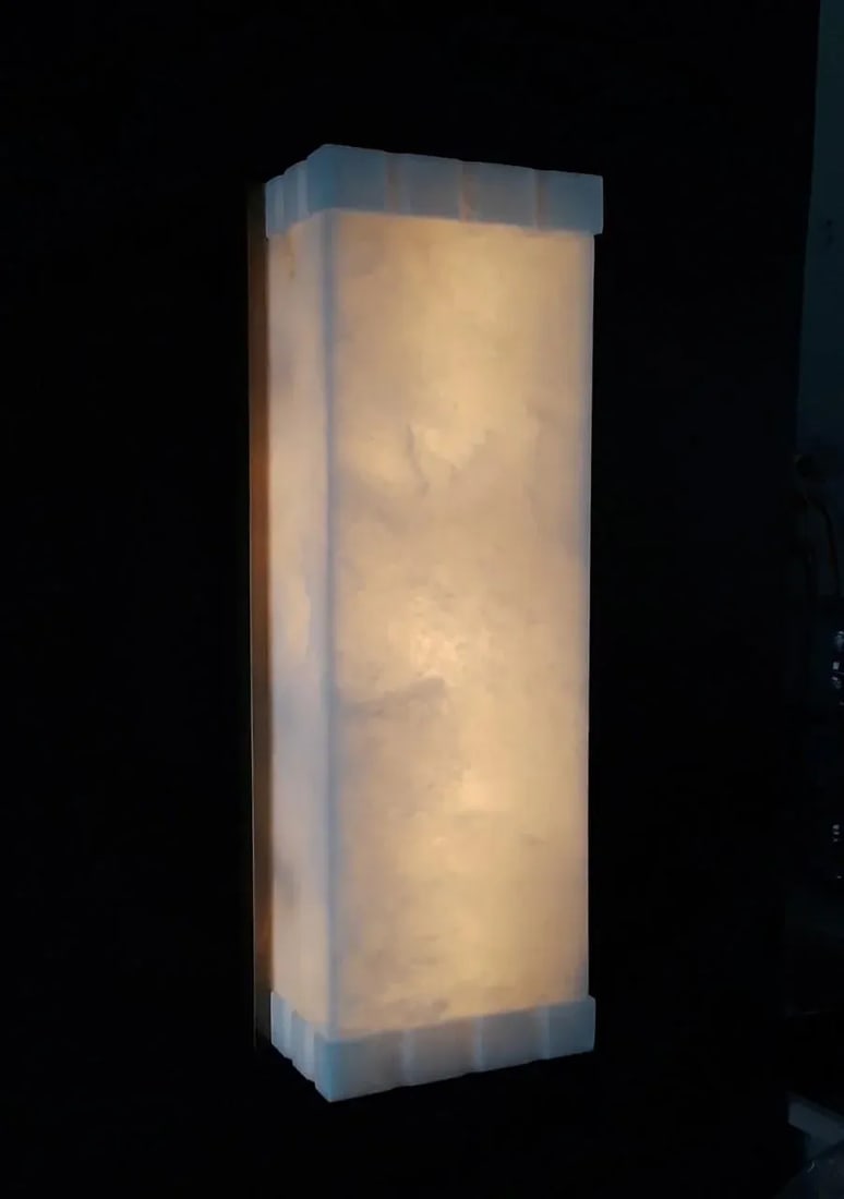 Alabaster Ridged Sconce in Brass Finish - 3