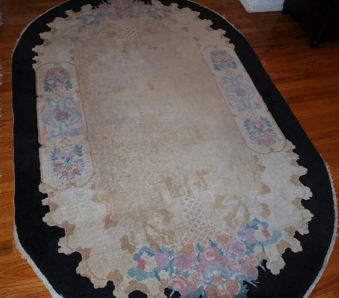 1920s Handmade Antique Art Deco Chinese Rug 4.10' X 8' - 10
