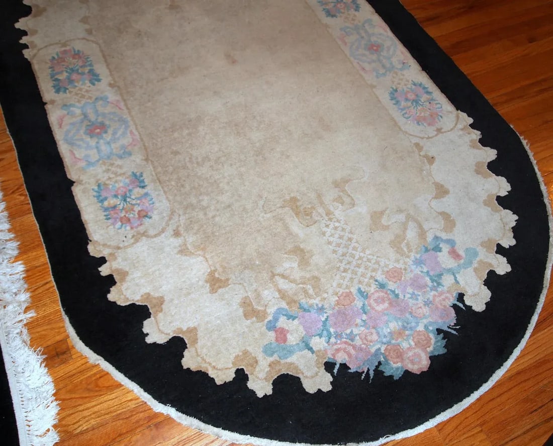 1920s Handmade Antique Art Deco Chinese Rug 4.10' X 8' - 8