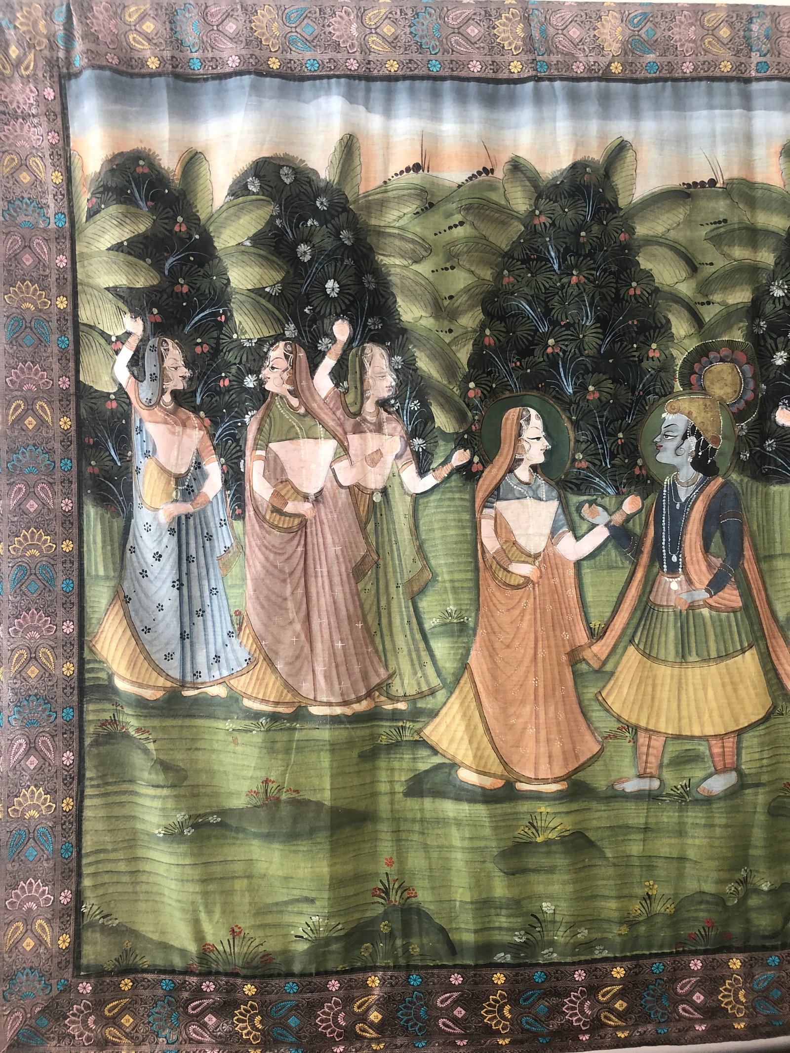1970s Large Indian Silk Tapestry Art - 3