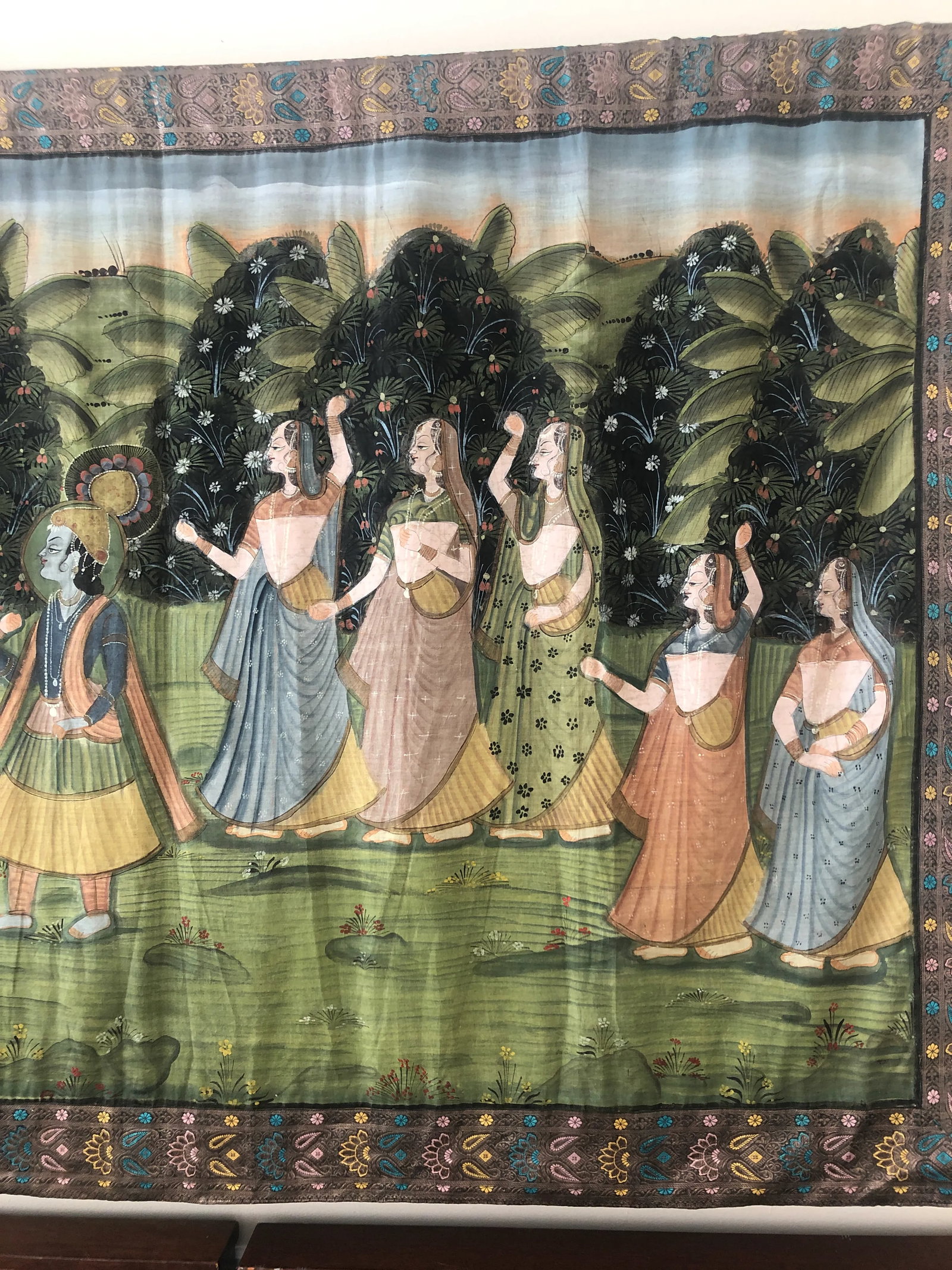 1970s Large Indian Silk Tapestry Art - 4