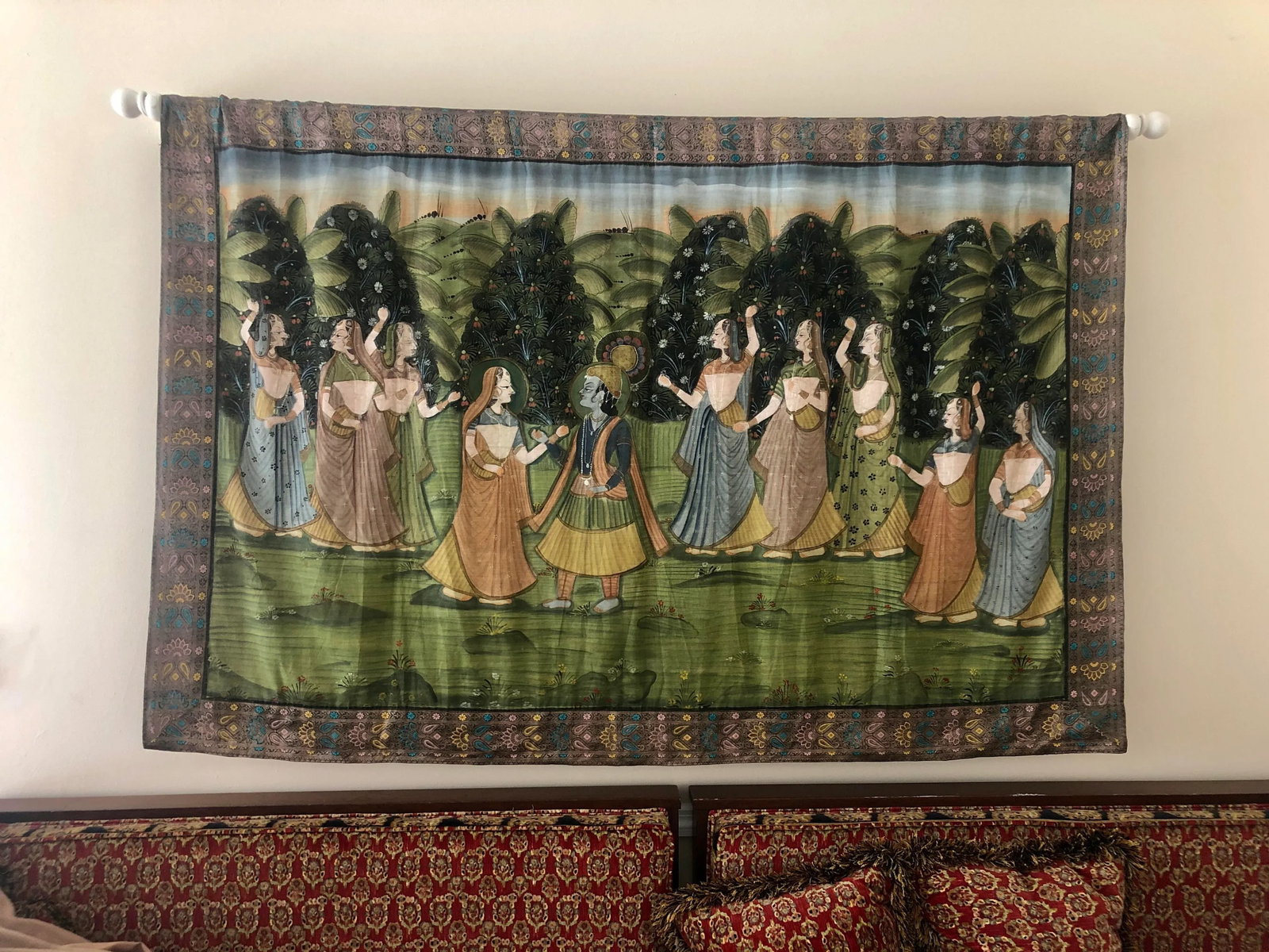 1970s Large Indian Silk Tapestry Art - 8