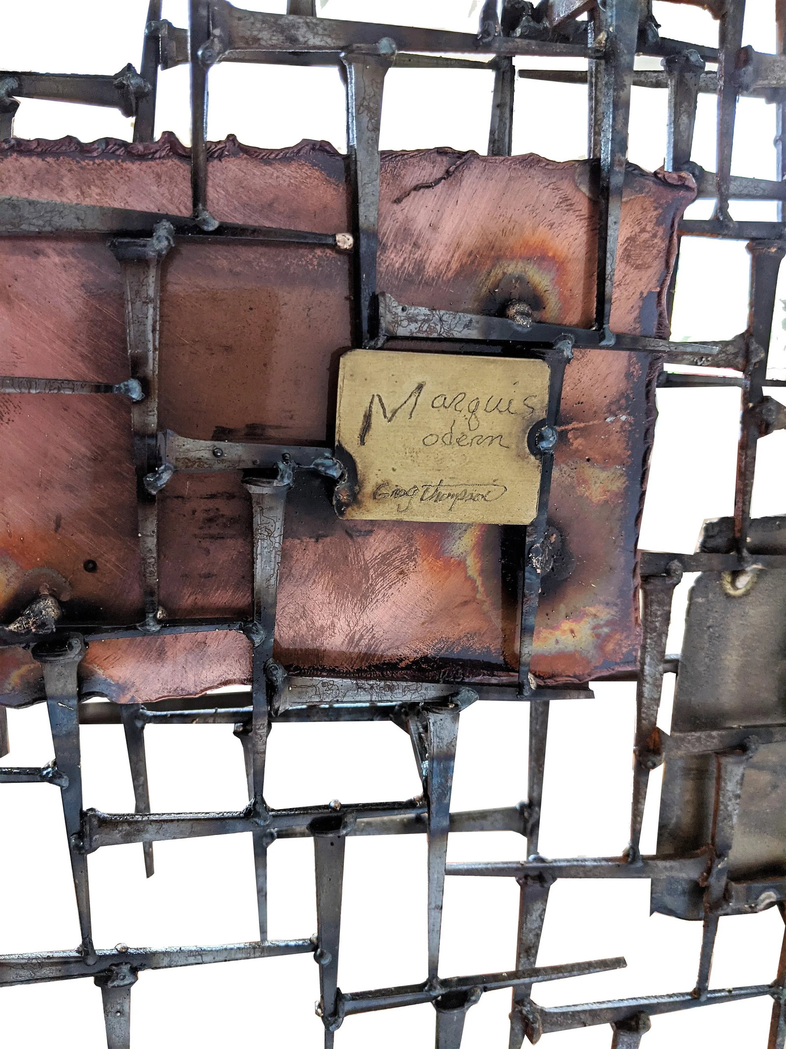 Large Abstract Nail and Bronze Welded Wall Sculpture - 11