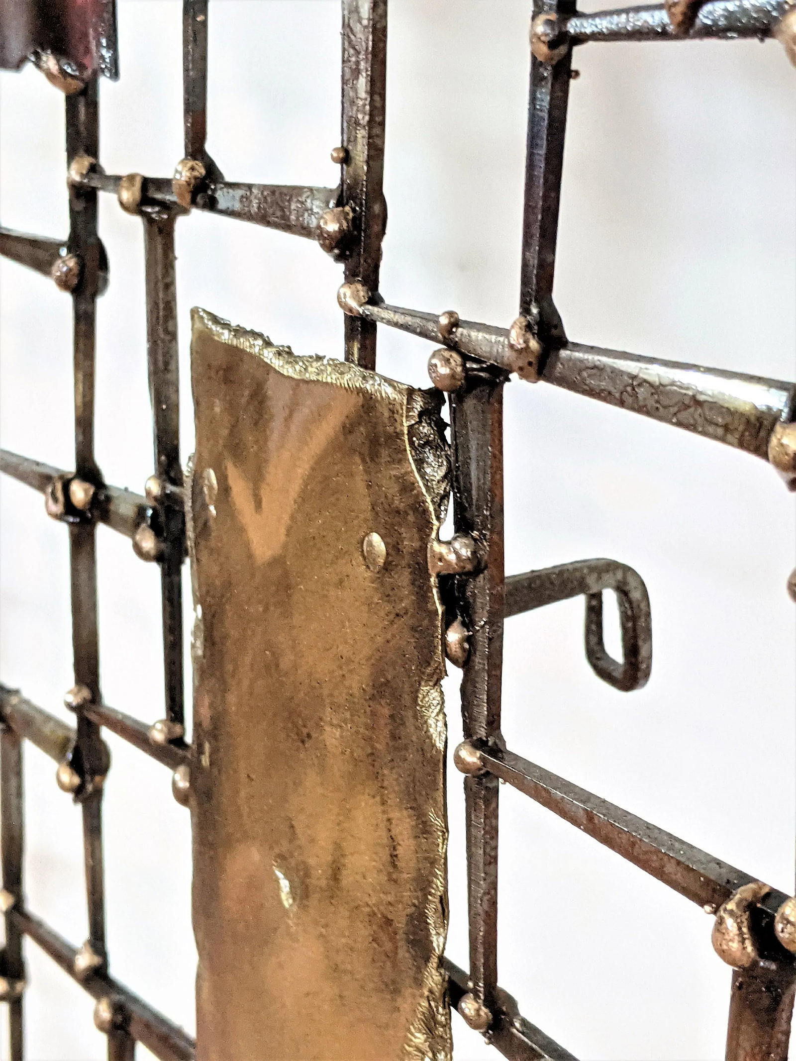 Large Abstract Nail and Bronze Welded Wall Sculpture - 12