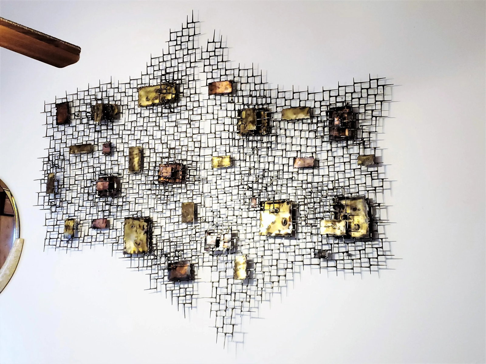 Large Abstract Nail and Bronze Welded Wall Sculpture - 2