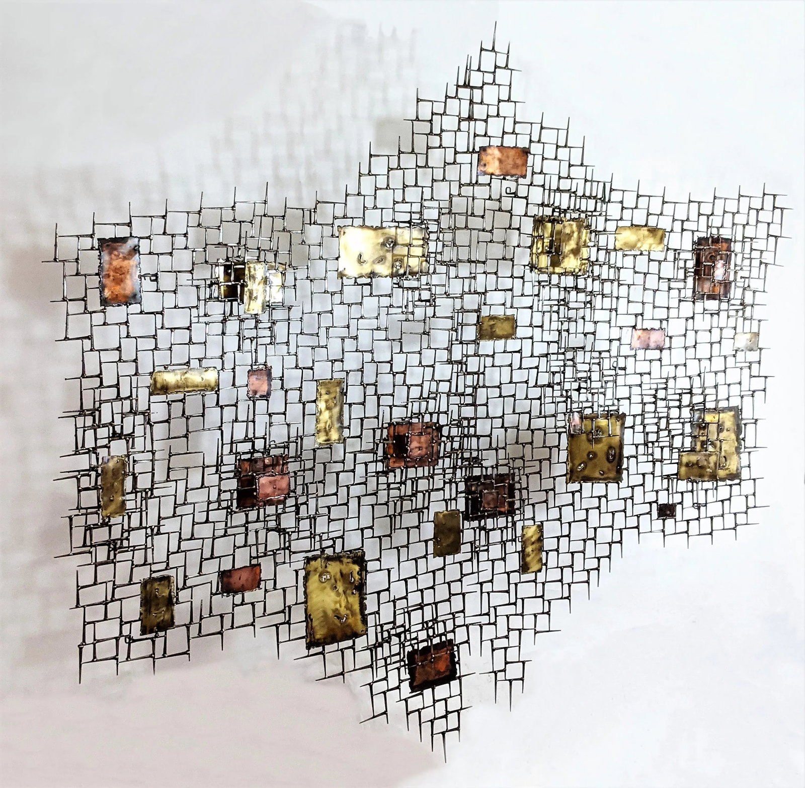 Large Abstract Nail and Bronze Welded Wall Sculpture - 3