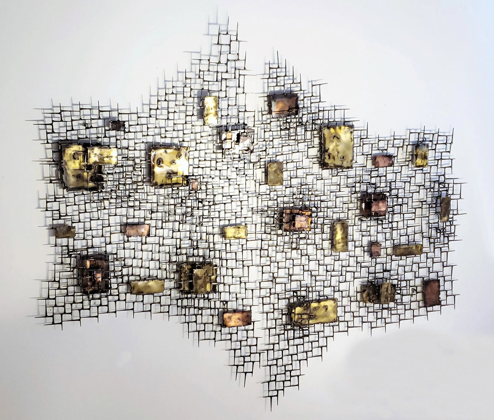 Large Abstract Nail and Bronze Welded Wall Sculpture - 4