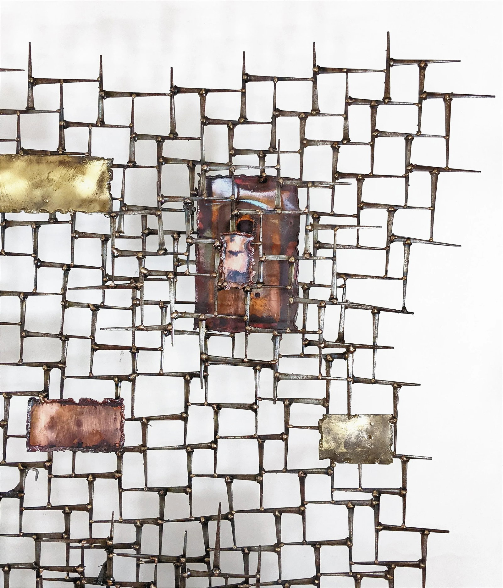 Large Abstract Nail and Bronze Welded Wall Sculpture - 7