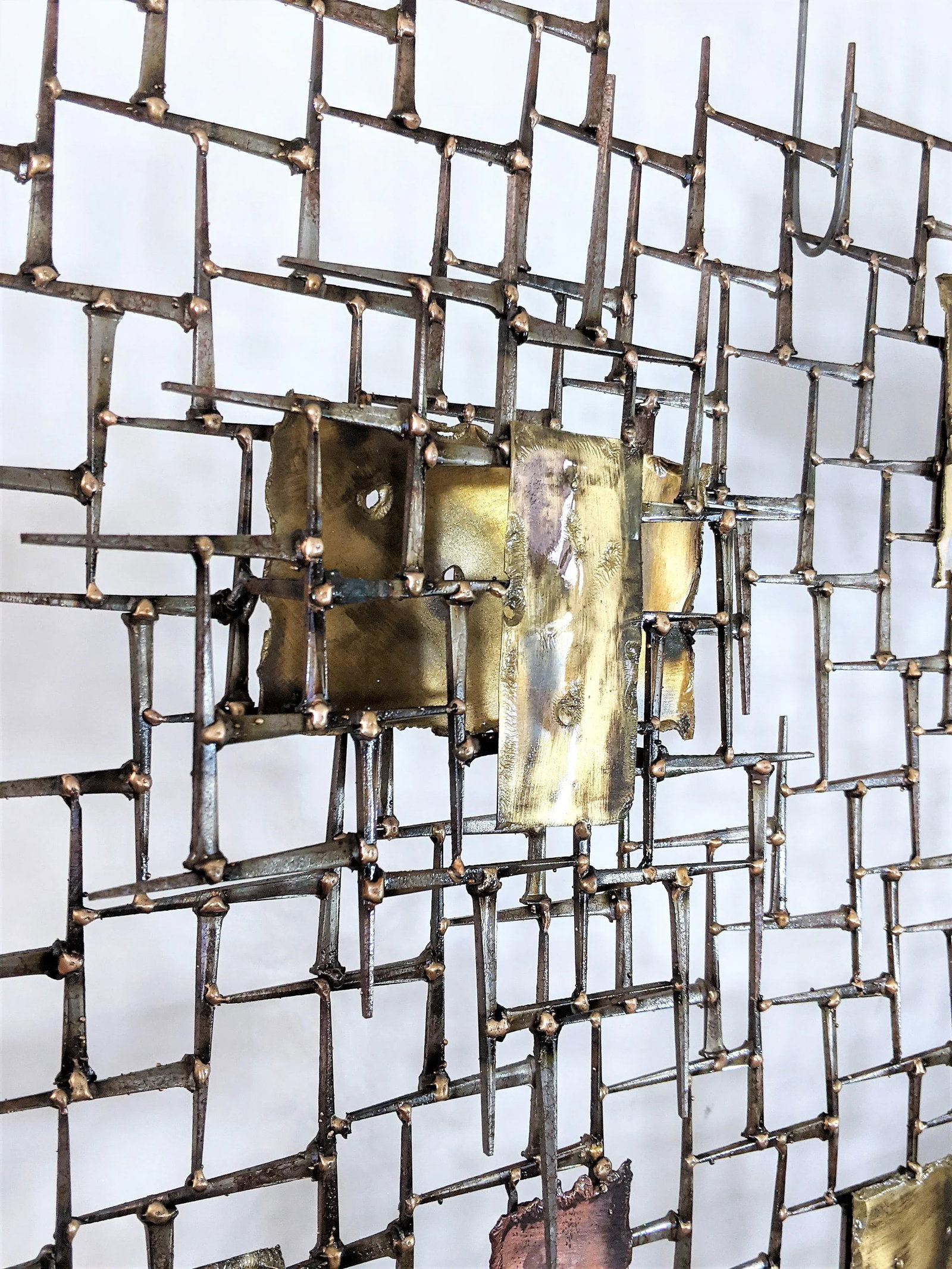 Large Abstract Nail and Bronze Welded Wall Sculpture - 8