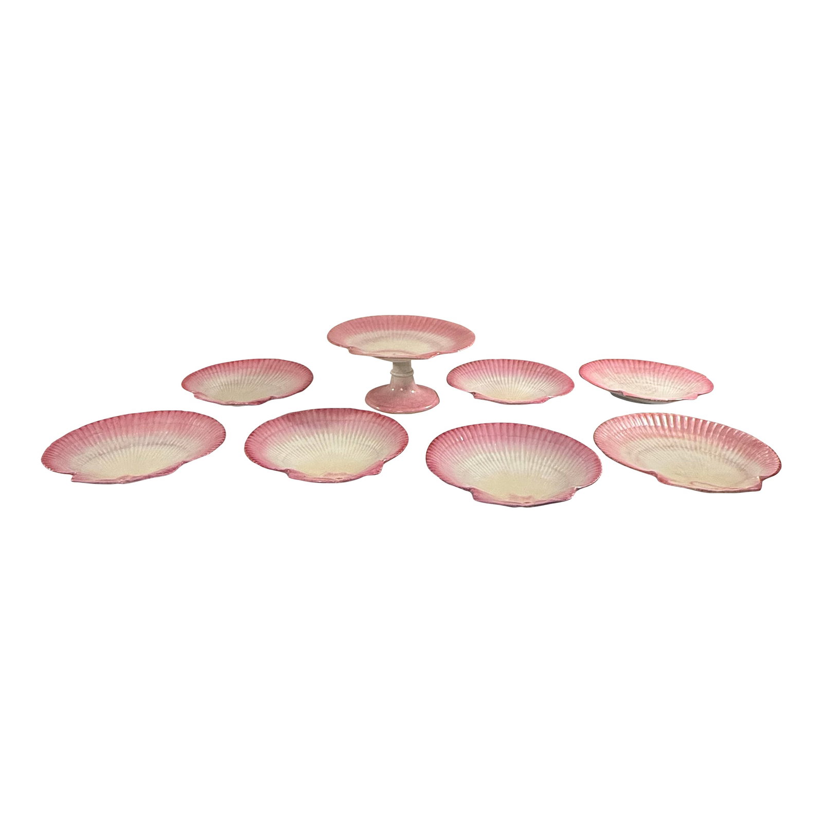 Antique 1891 Wedgwood Pink Majolica Nautilus Dessert Service - 8 Pieces (1 of 11)