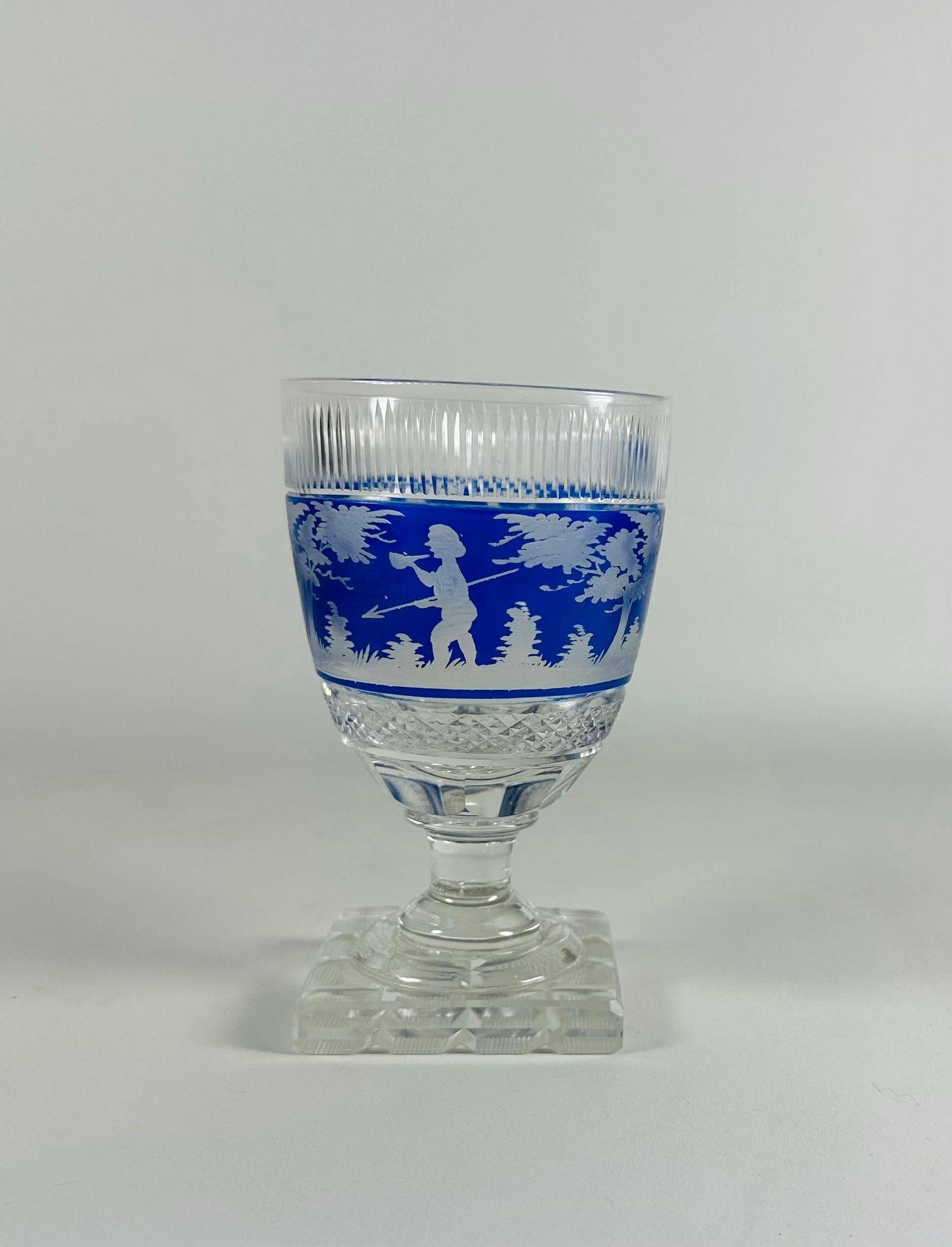 Mid 19th Century Bohemian Blue Overlay Cut Glass Goblets - Set of 10 - 4