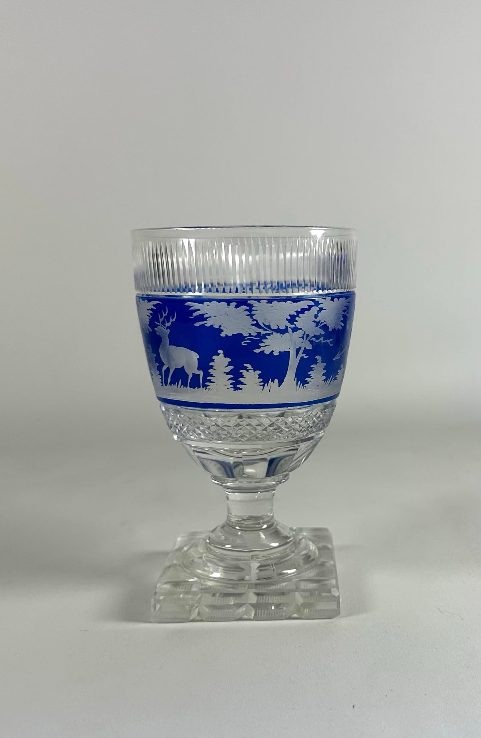 Mid 19th Century Bohemian Blue Overlay Cut Glass Goblets - Set of 10 - 5