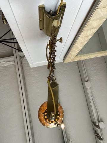 Vintage Brass Scissor Wall Lamp With Iridescent Glass Shade - 10
