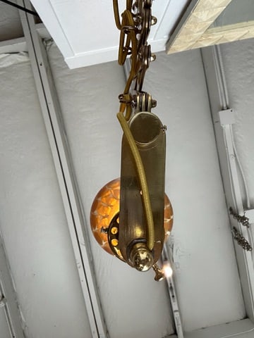 Vintage Brass Scissor Wall Lamp With Iridescent Glass Shade - 9