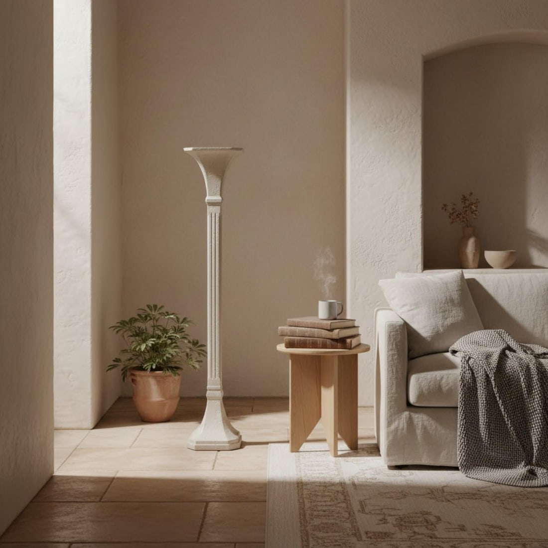 Vintage Travertine Stone Floor Lamp - 13