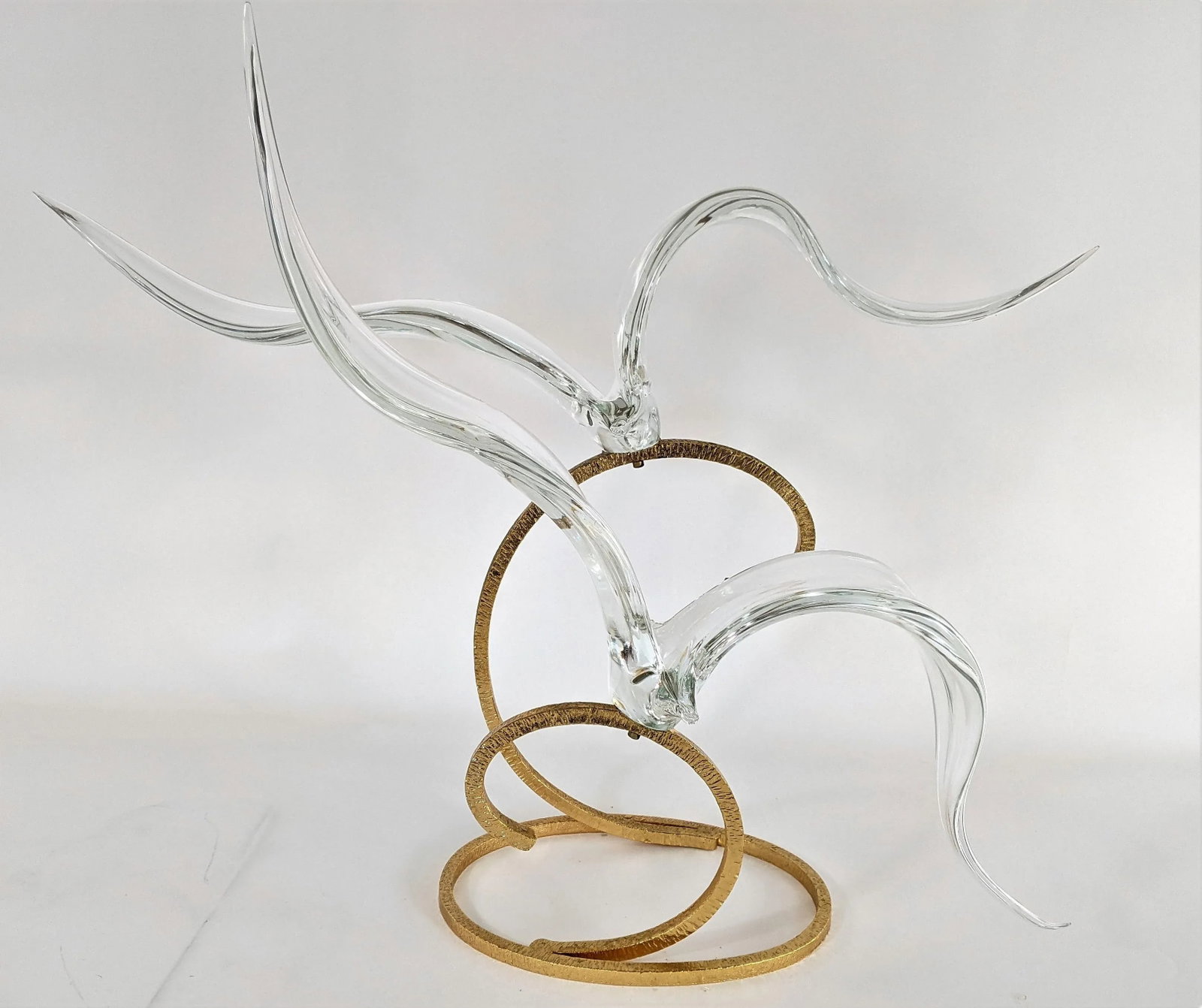 Licio Zanetti Murano Art Glass Sculpture Seagulls Signed - 2