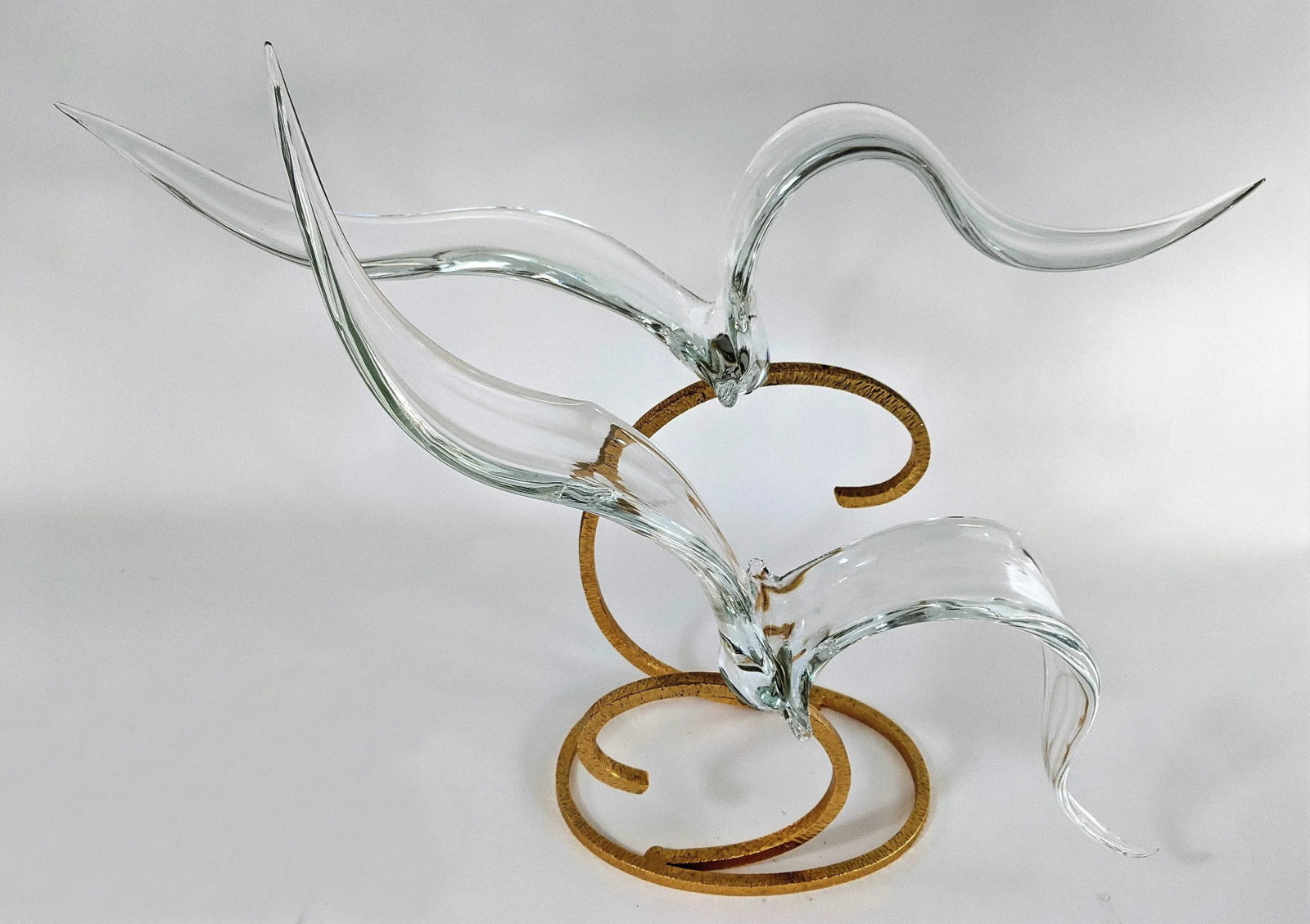 Licio Zanetti Murano Art Glass Sculpture Seagulls Signed - 3