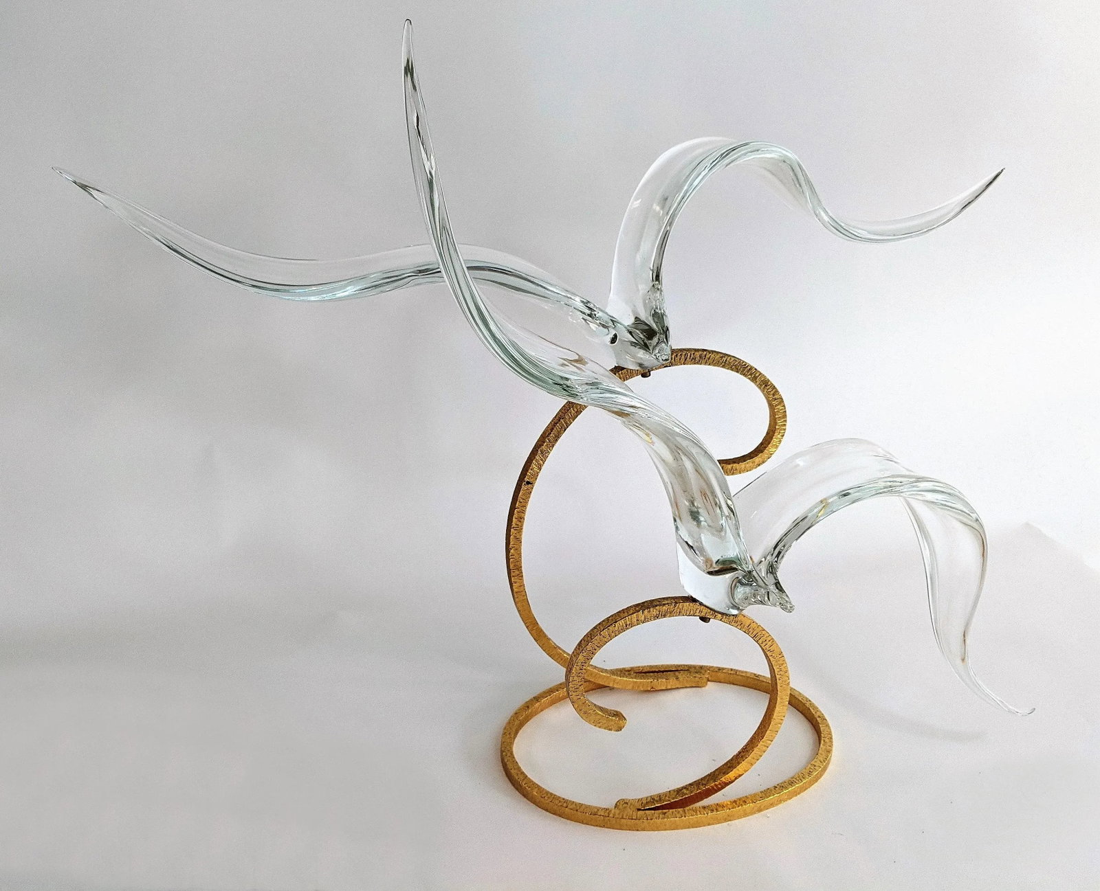 Licio Zanetti Murano Art Glass Sculpture Seagulls Signed - 5
