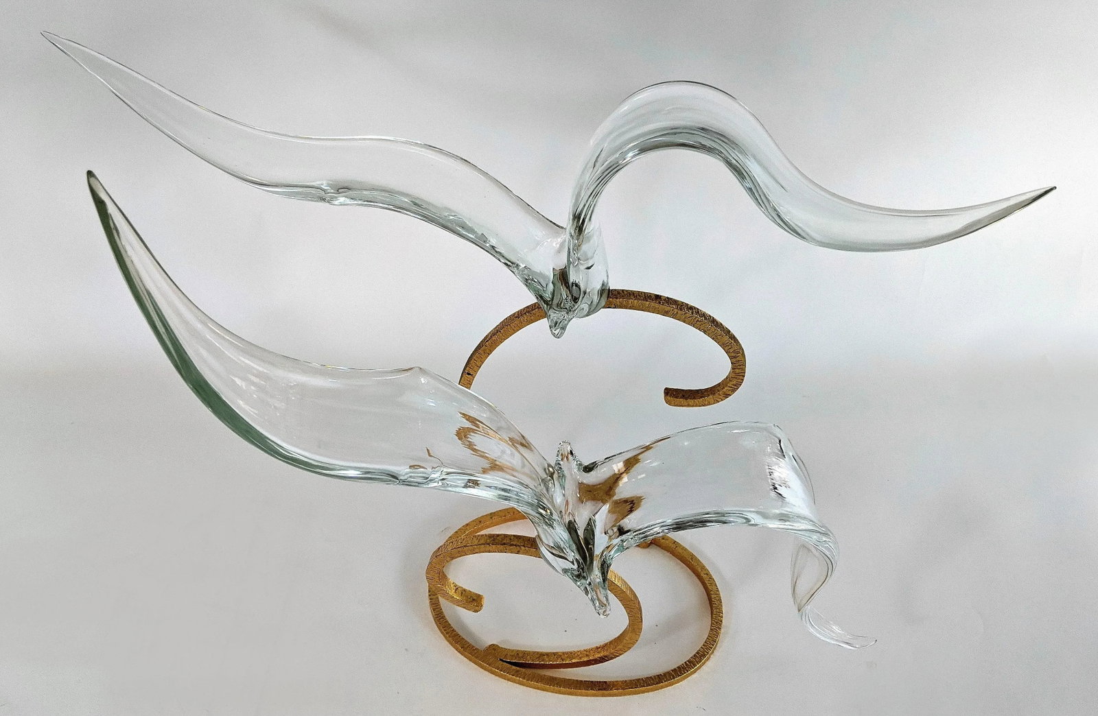 Licio Zanetti Murano Art Glass Sculpture Seagulls Signed - 9