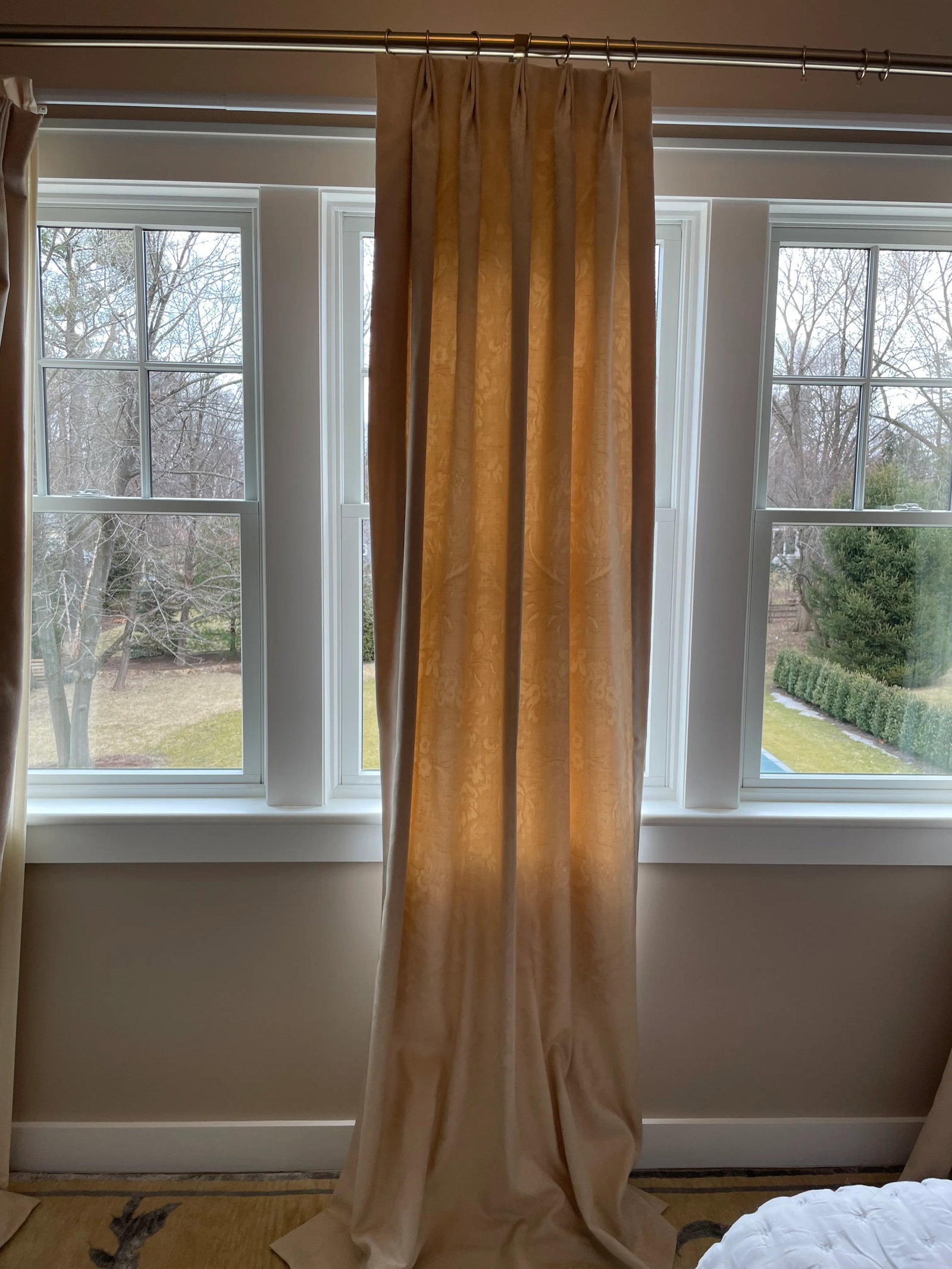 Set of 4 Taupe Wool Challis Drapery Panels - 2
