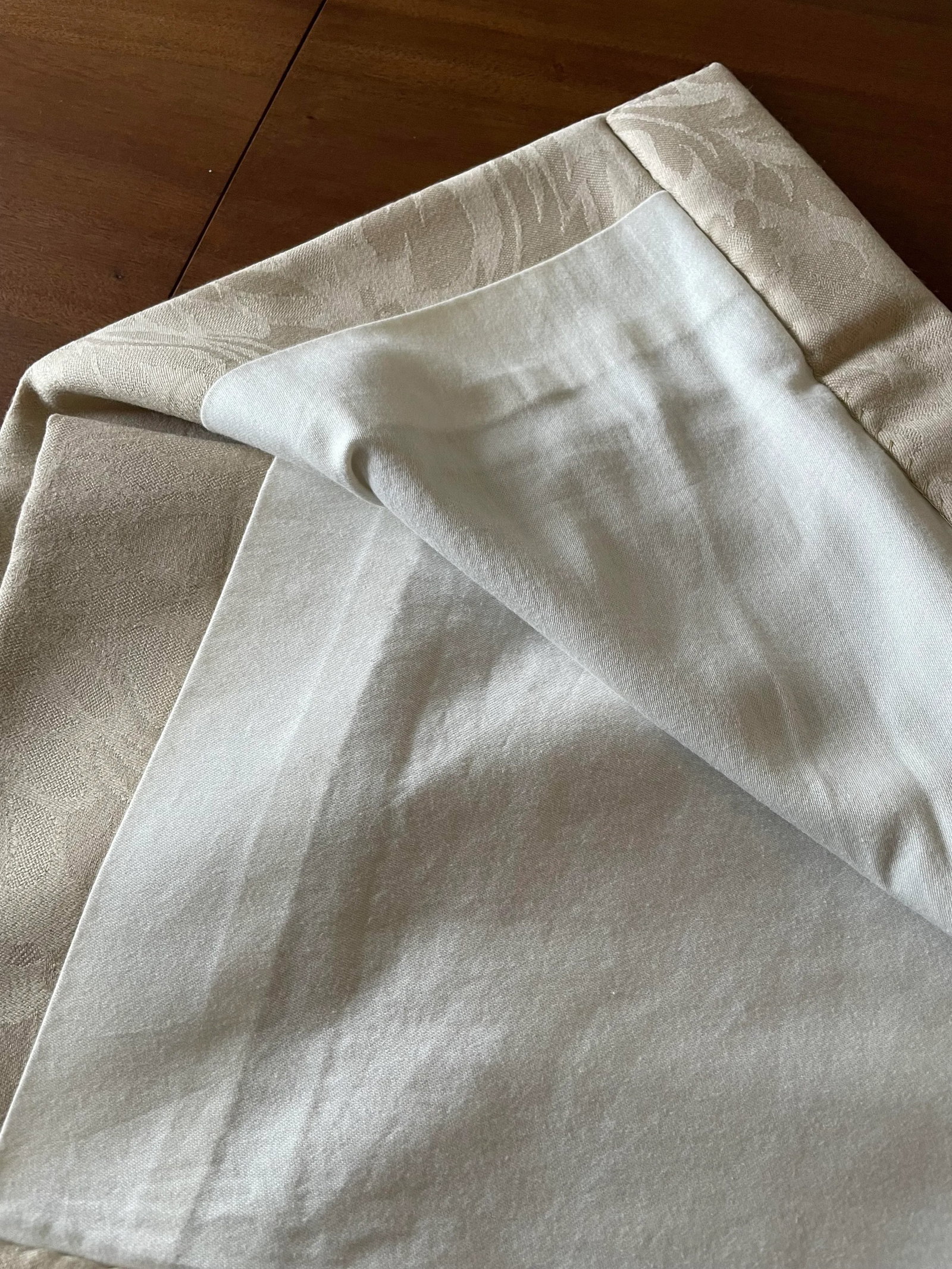 Set of 4 Taupe Wool Challis Drapery Panels - 5