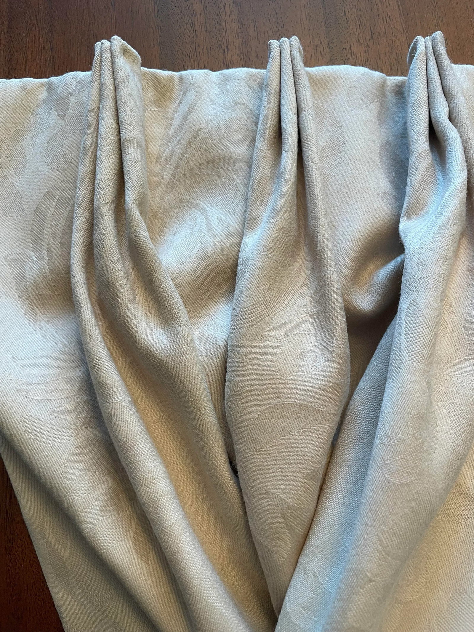 Set of 4 Taupe Wool Challis Drapery Panels - 6
