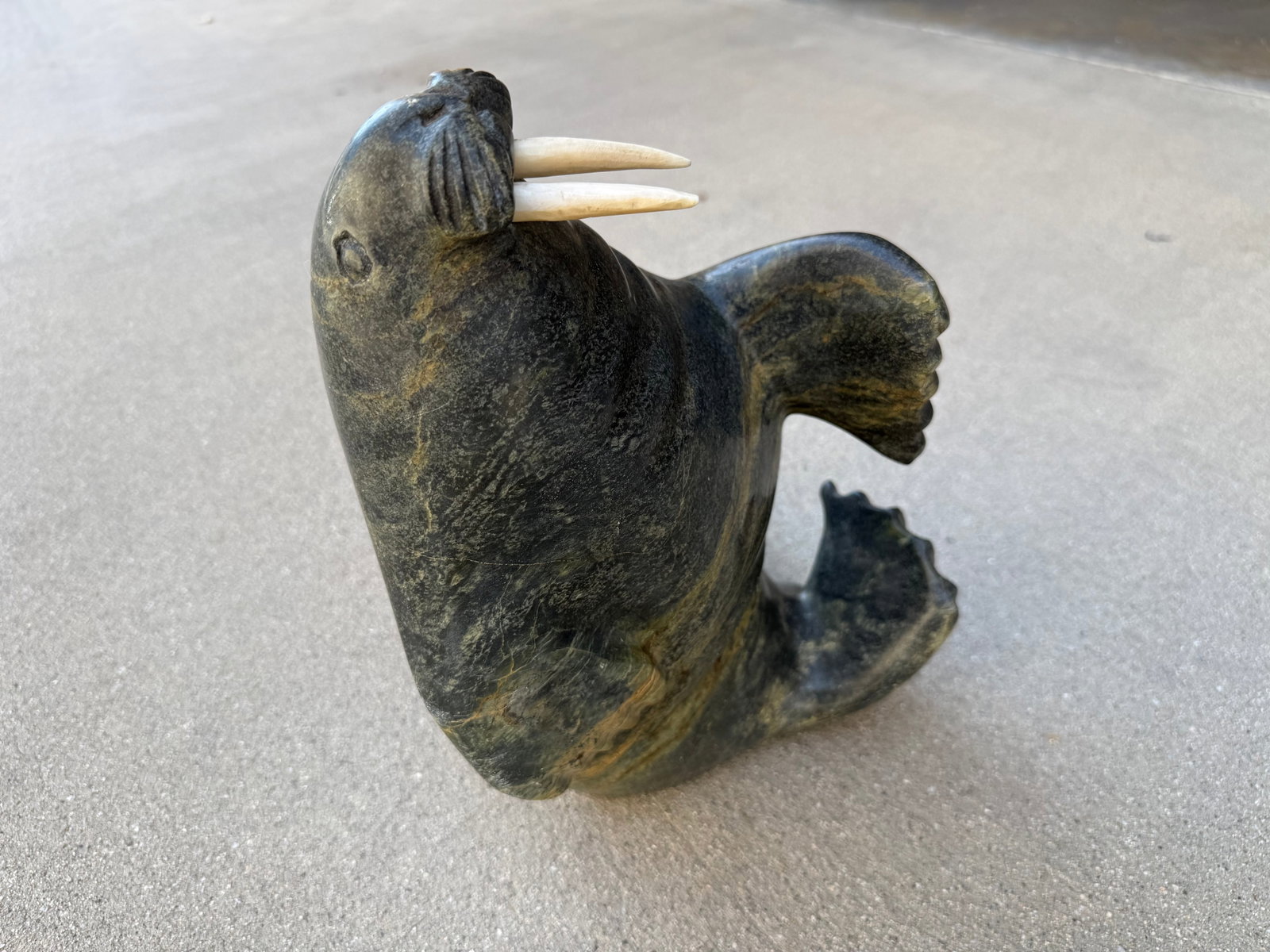 Eskimo Walrus Stone Sculpture by Adami Alariaq - 4