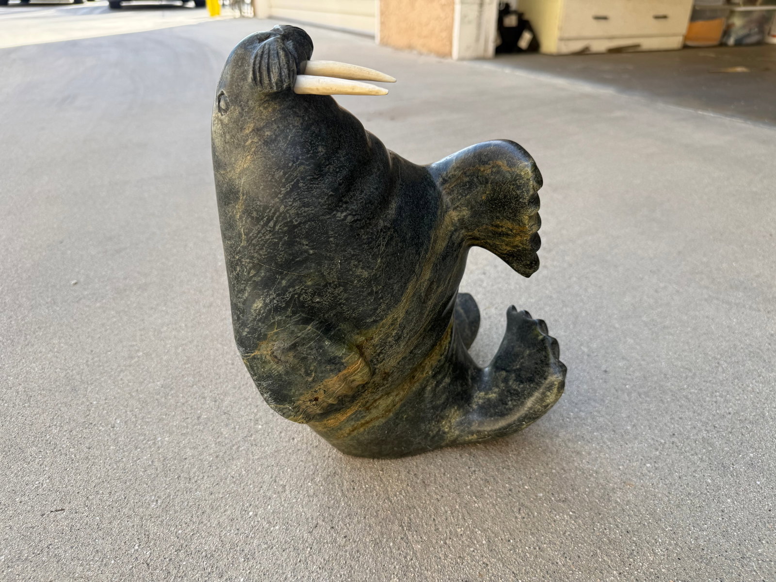 Eskimo Walrus Stone Sculpture by Adami Alariaq - 7