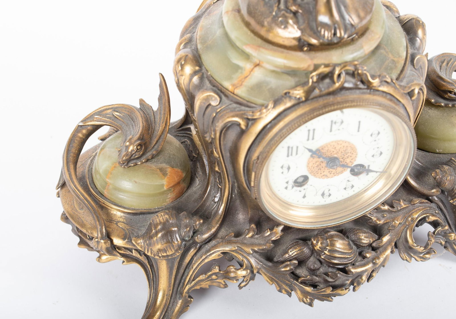 French Art Nouveau Gilt Bronze & Onyx Figural Mantel Clock Signed Ferrand, Circa 1900 - 4