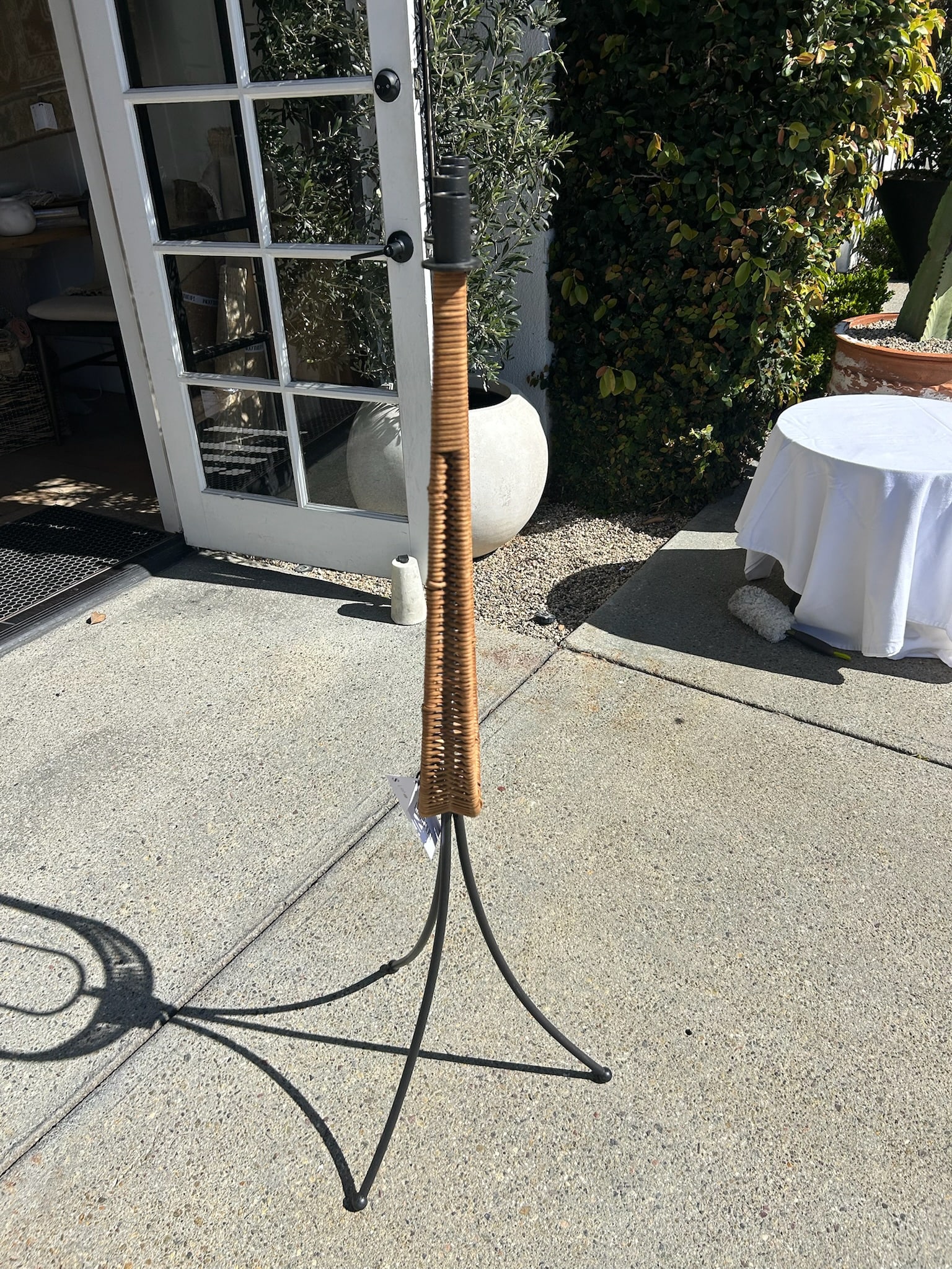 Vintage Arthur Umanoff Wrought Iron & Rattan Floor Candelabra - 11